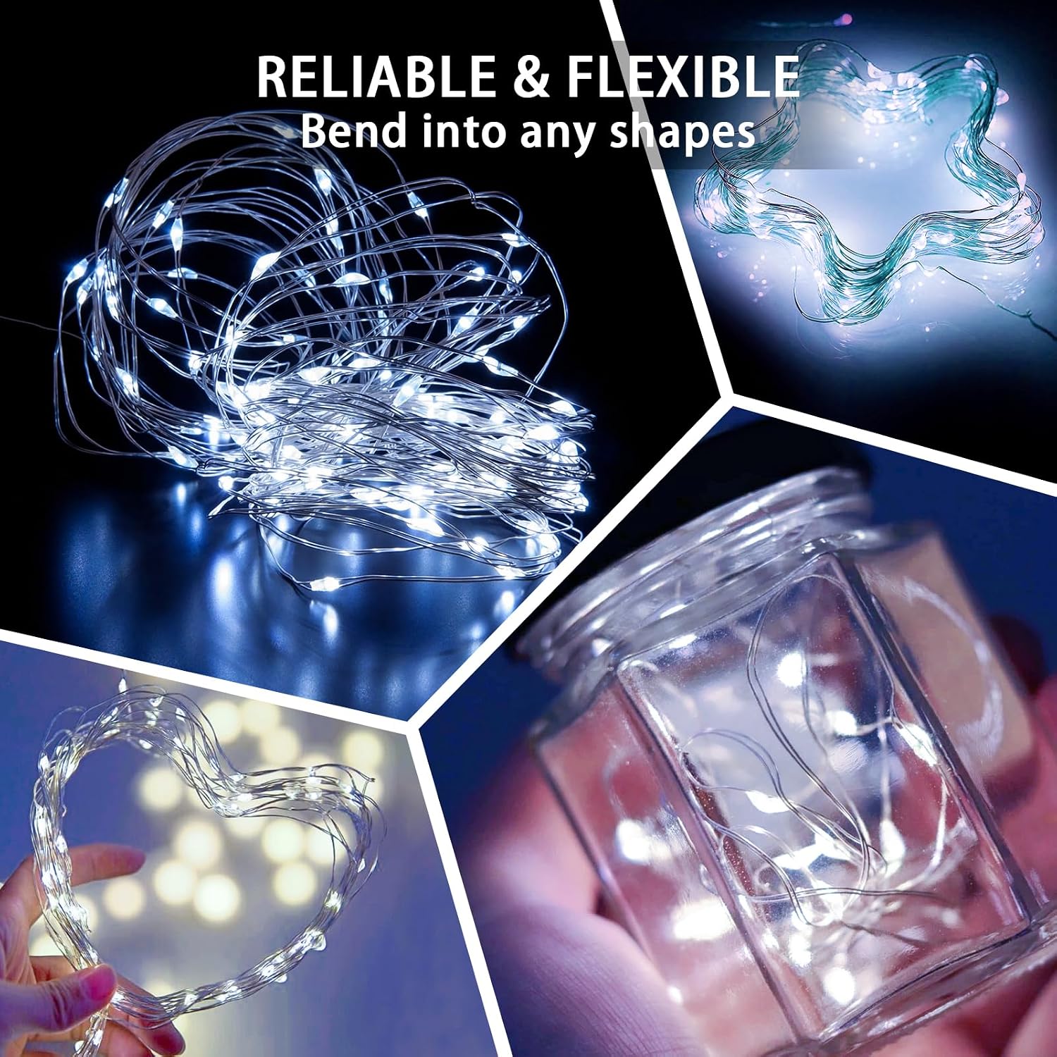 Detalle 1 de chzk D11-UG-V8A4 Fairy Lights, 12-Pack, White LEDs, 7 ft, 3 Modes