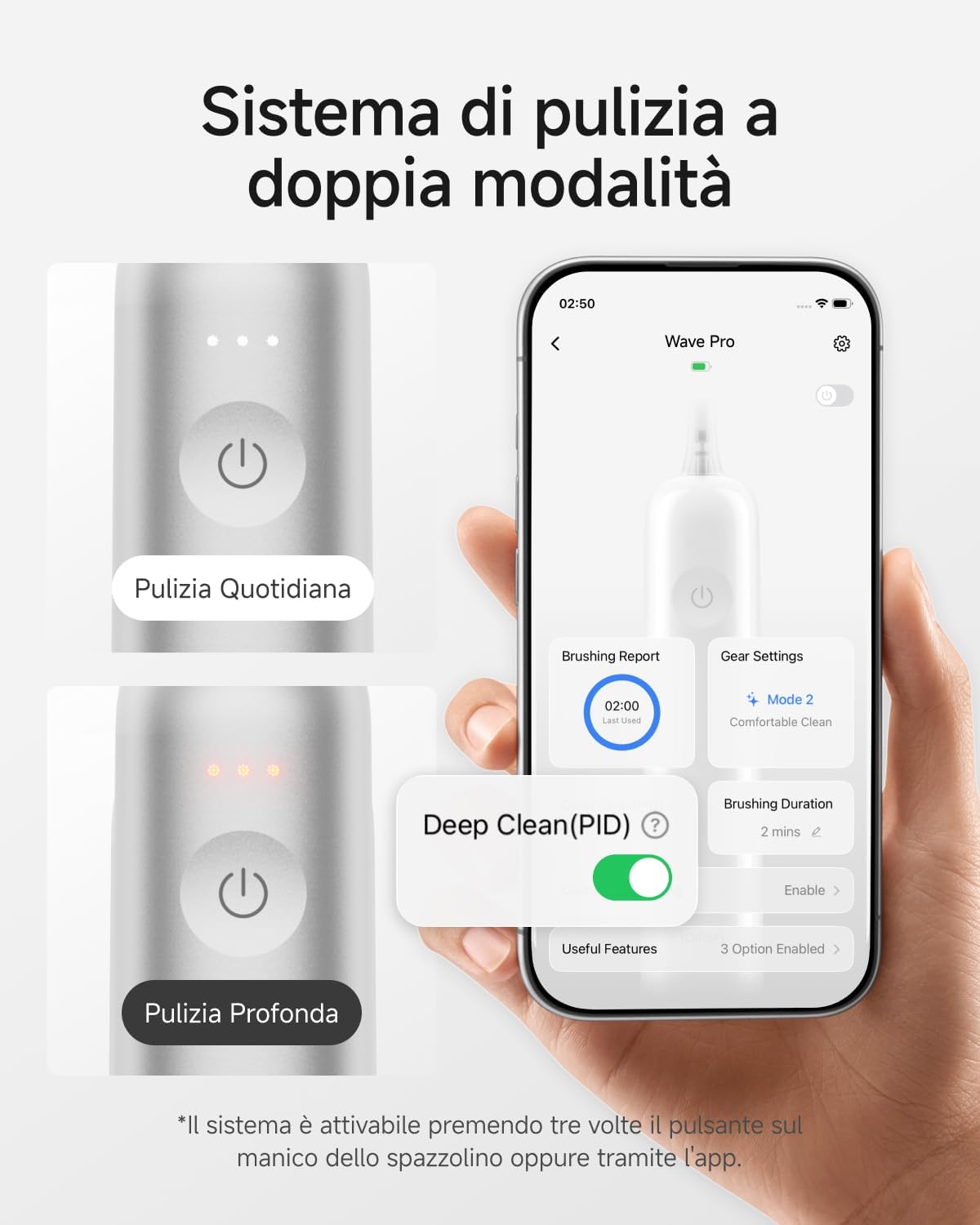 Thumbnail 6 de Laifen Wave Pro spazzolino elettrico sonico WaveMotion con oscillazioni 60°, app intelligente e batteria fino a 70 giorni (IPX8, argento)