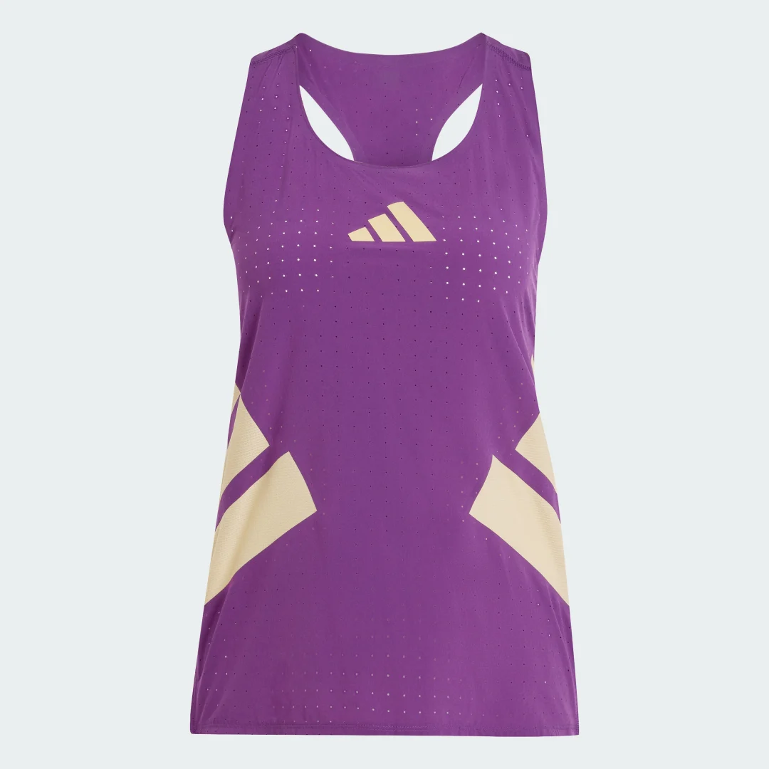 Detalle 2 de Camiseta sin mangas Adizero Road to Records de Adidas — violeta