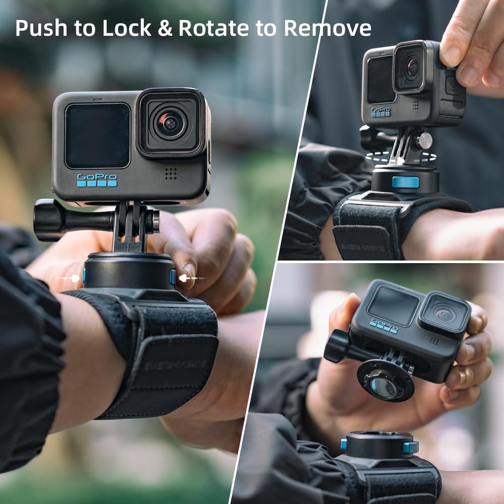 Thumbnail 3 de SUREWO Magnetische Schnellverschluss-Handgelenkschlaufe (Schnellverschluss, magnetisch) für GoPro & Action-Cams – schwarz