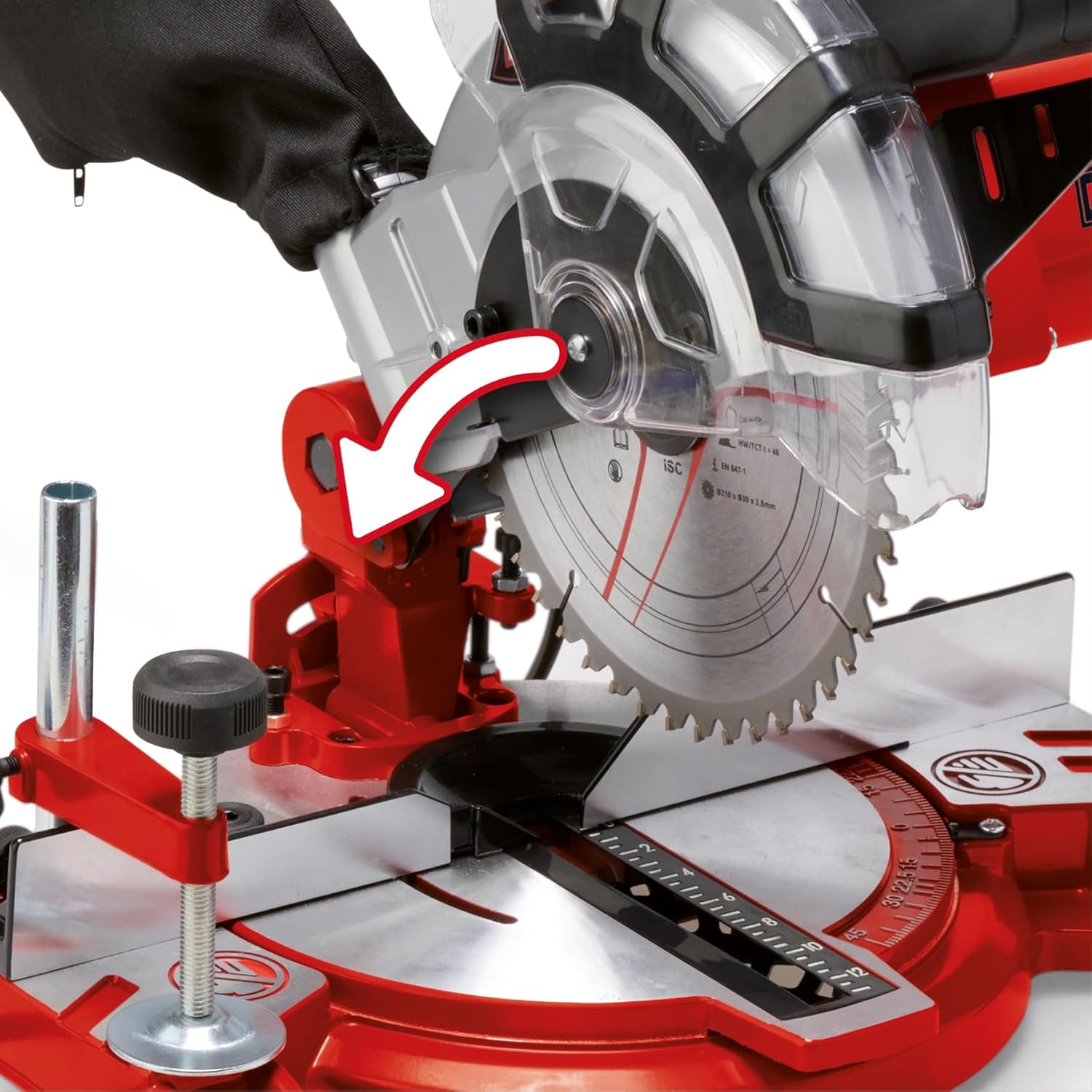 Thumbnail 3 de Einhell Compound Mitre Saw 1600W – precise 0–45° mitre, 5000rpm, with left-tilt head