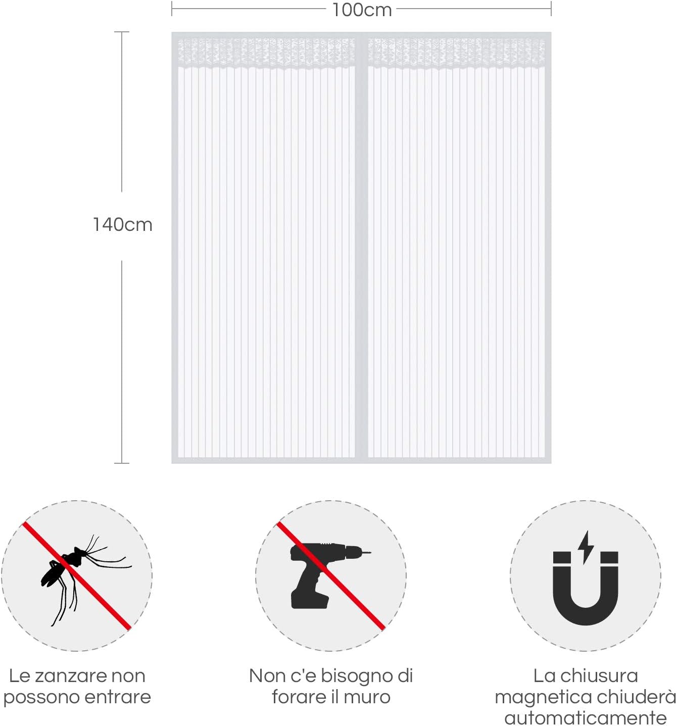 Thumbnail 2 de Zanzariera magnetica per finestre Anpro 100 x 140 cm – efficace contro zanzare e insetti, con nastro autoadesivo bianco