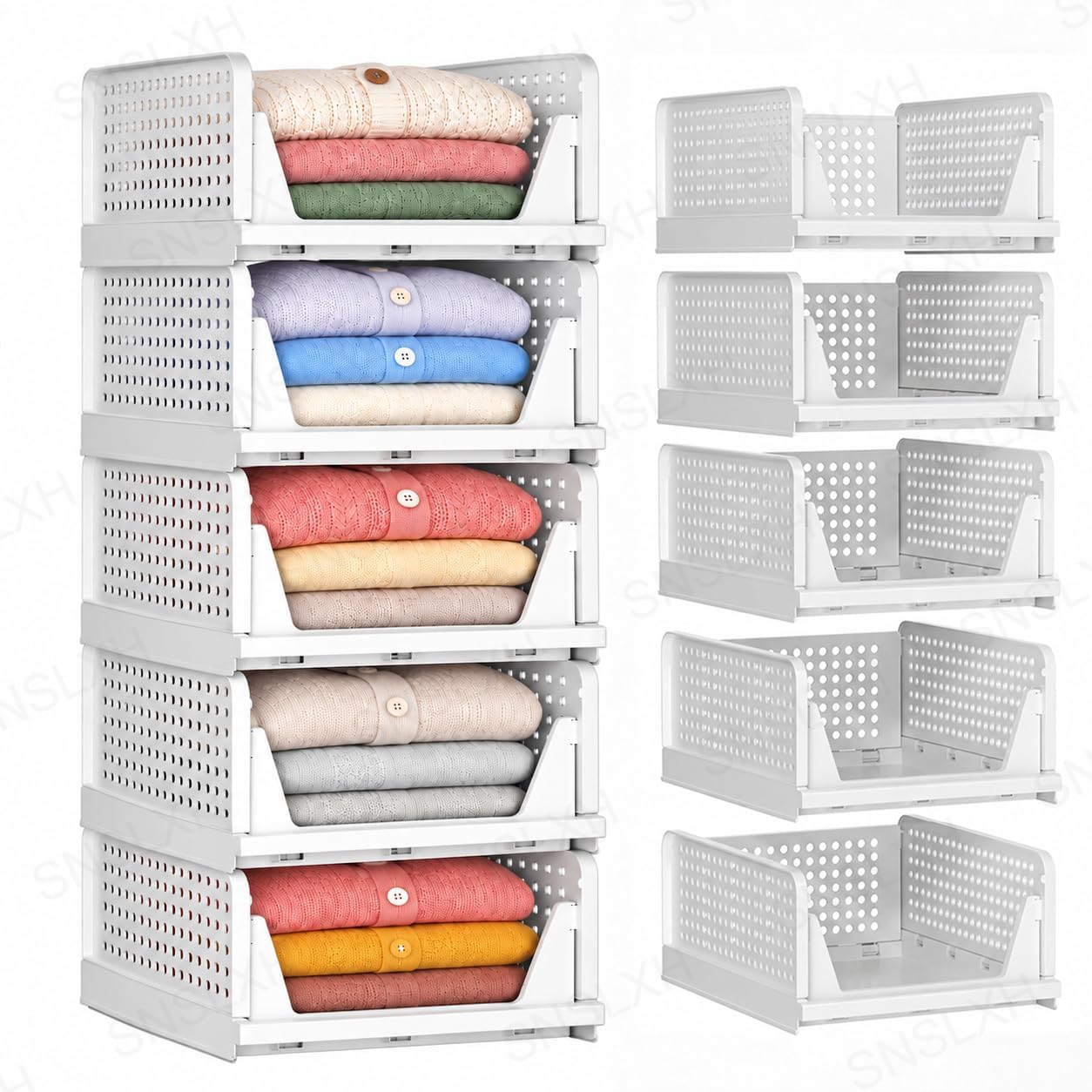Detalle de Stackable Closet Storage Bins, 16.73-Inch