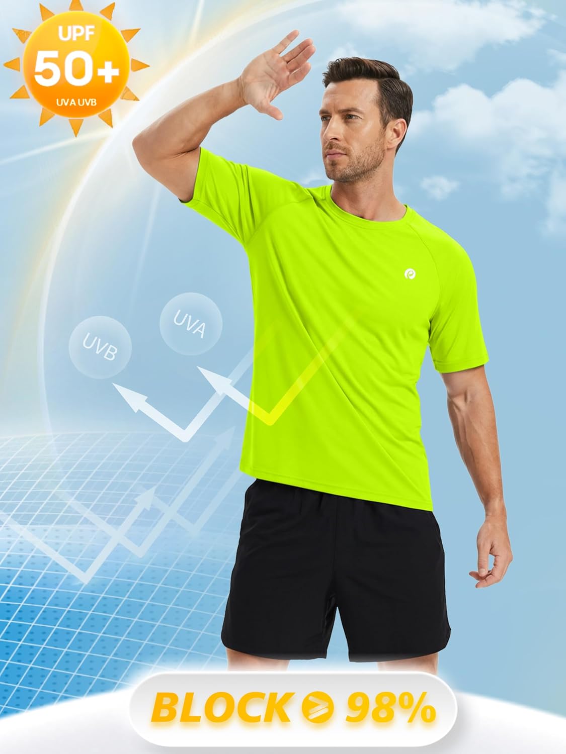 Detalle 2 de PINSPARK Workout Shirts for Men: UPF 50+ Quick-Dry Tee