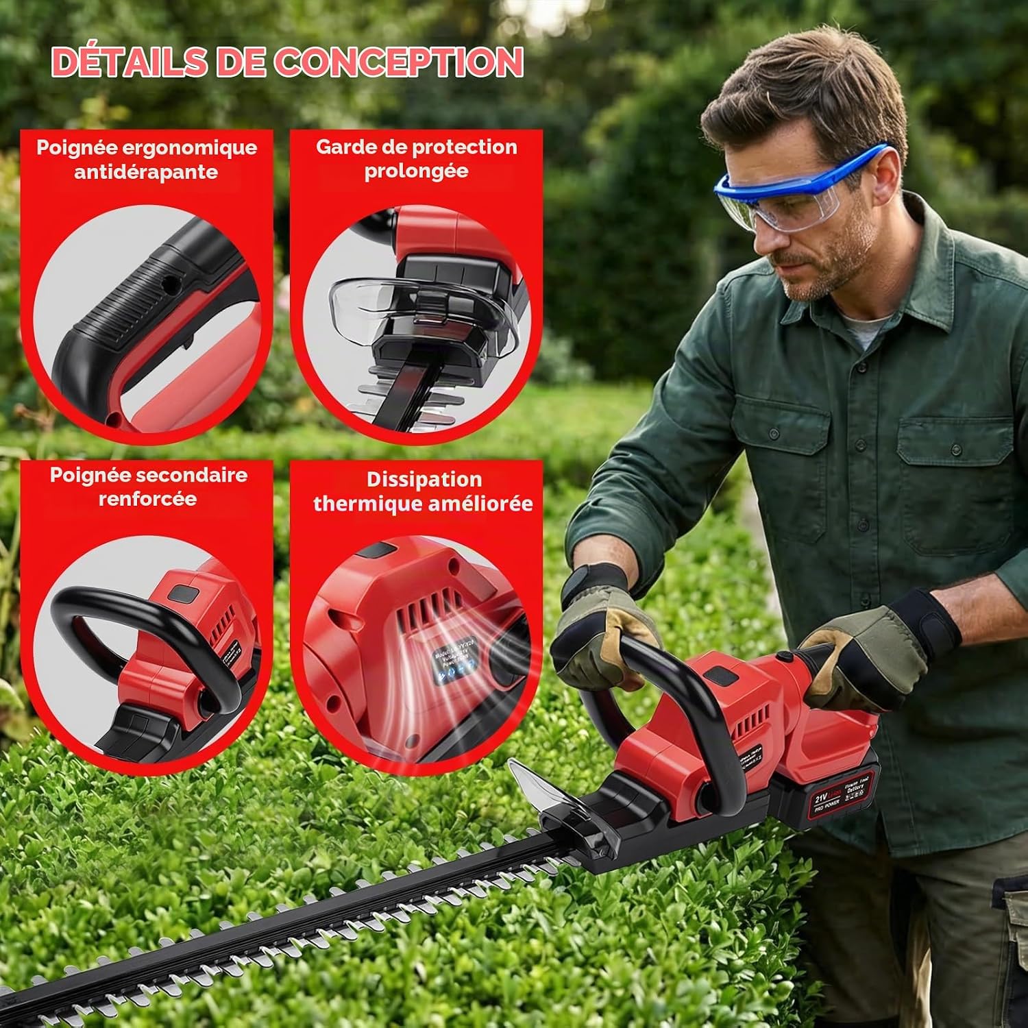 Detalle 2 de Victool 2-Trimmer accu-heggenschaar 21 V, 56 cm, SK5-dubbelmes