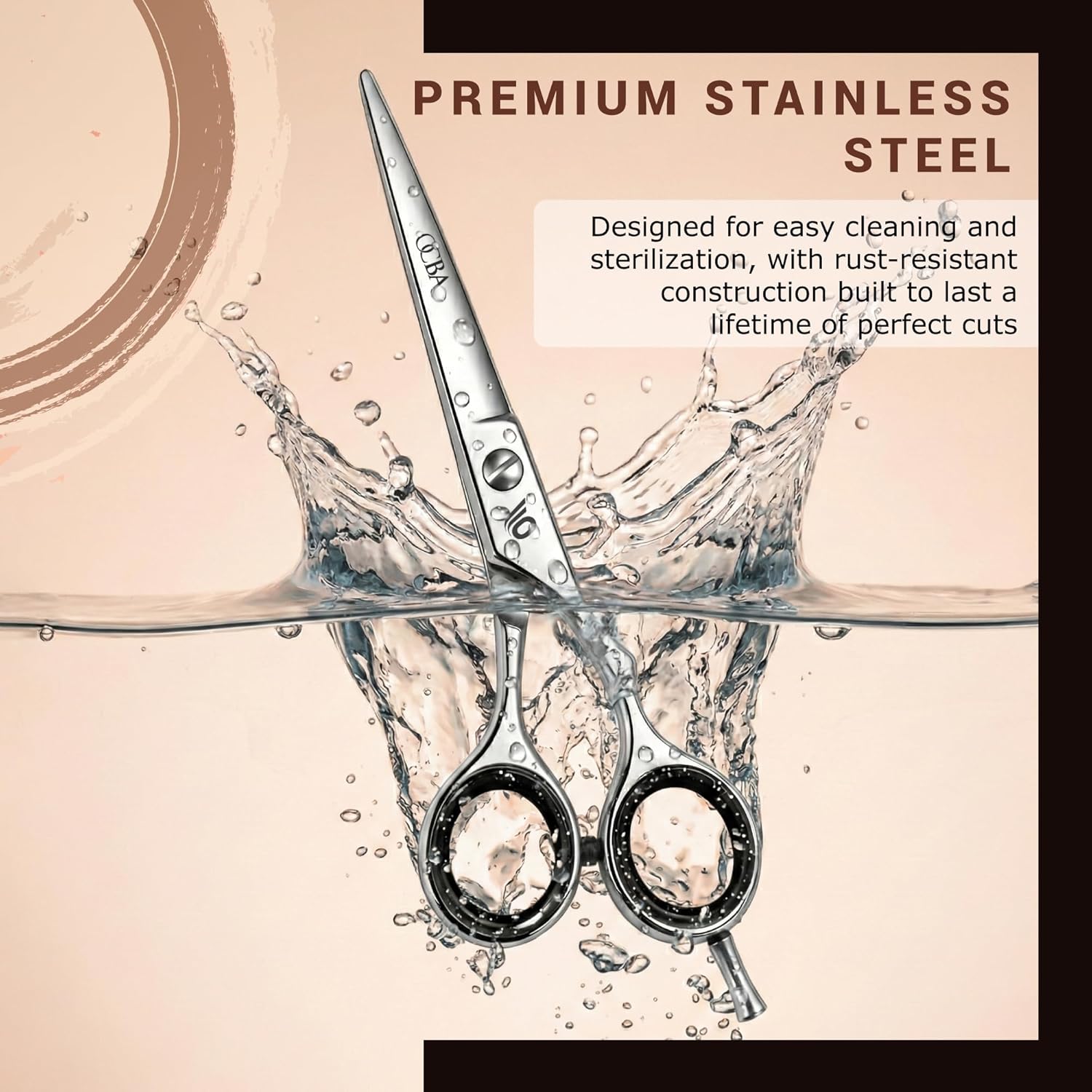 Detalle 2 de OCBA Ciseaux de Coiffure Professionnels 6 Pouces en Acier Inoxydable – Pour Hommes, Femmes et Enfants
