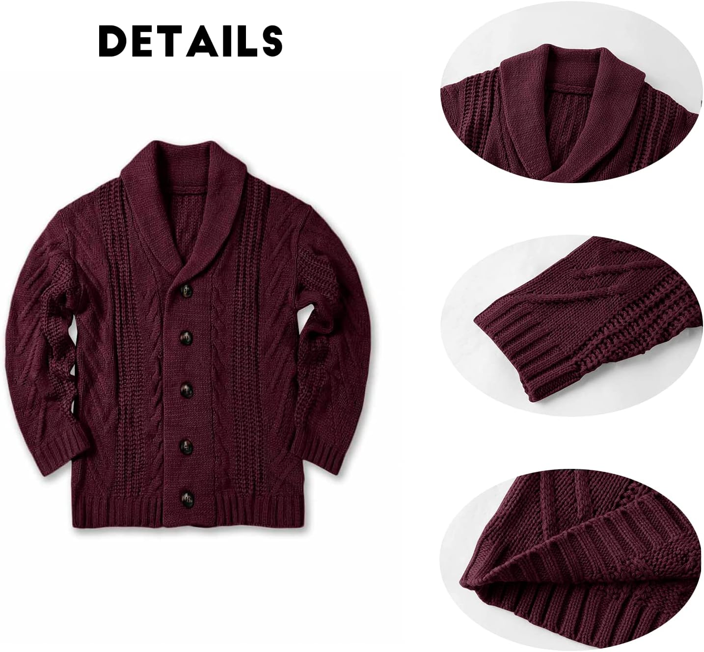 Detalle 2 de Cable Knit Cardigan Shawl Collar