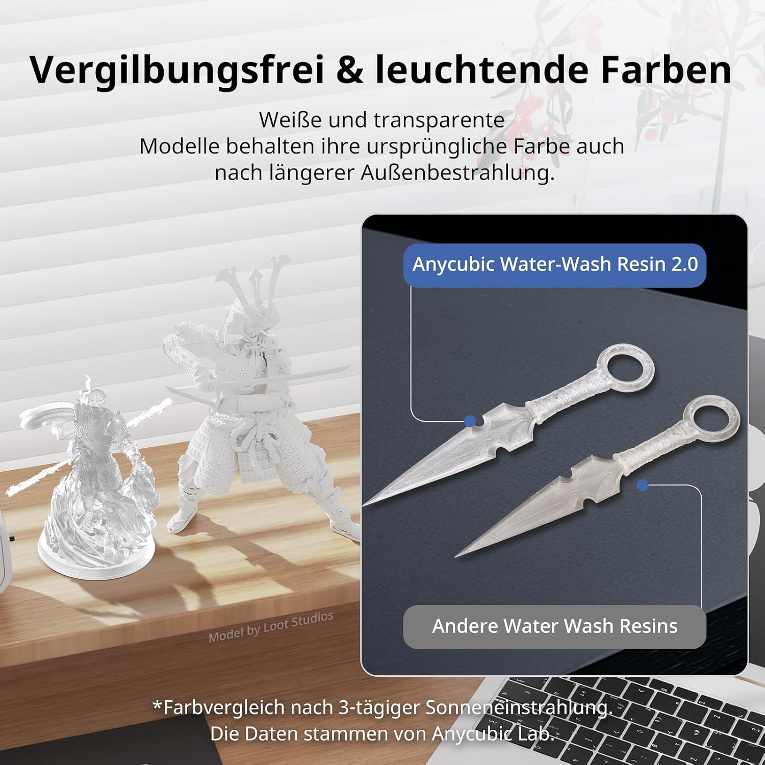 Detalle de ANYCUBIC Wasser-waschbares Resin 2.0 (405 nm) – UV-Standardharz für 4/6/8K LCD-Drucker, 1.000 g