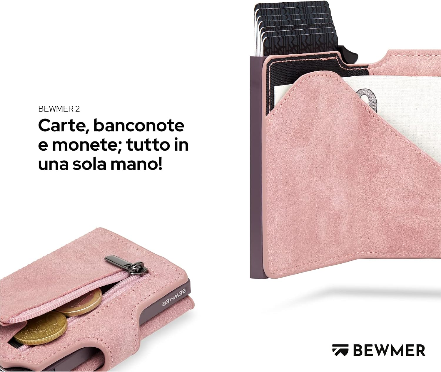 Detalle de BEWMER v2 Portafoglio Uomo Slim in Similpelle con Protezione RFID – 9 Carte e Portamonete