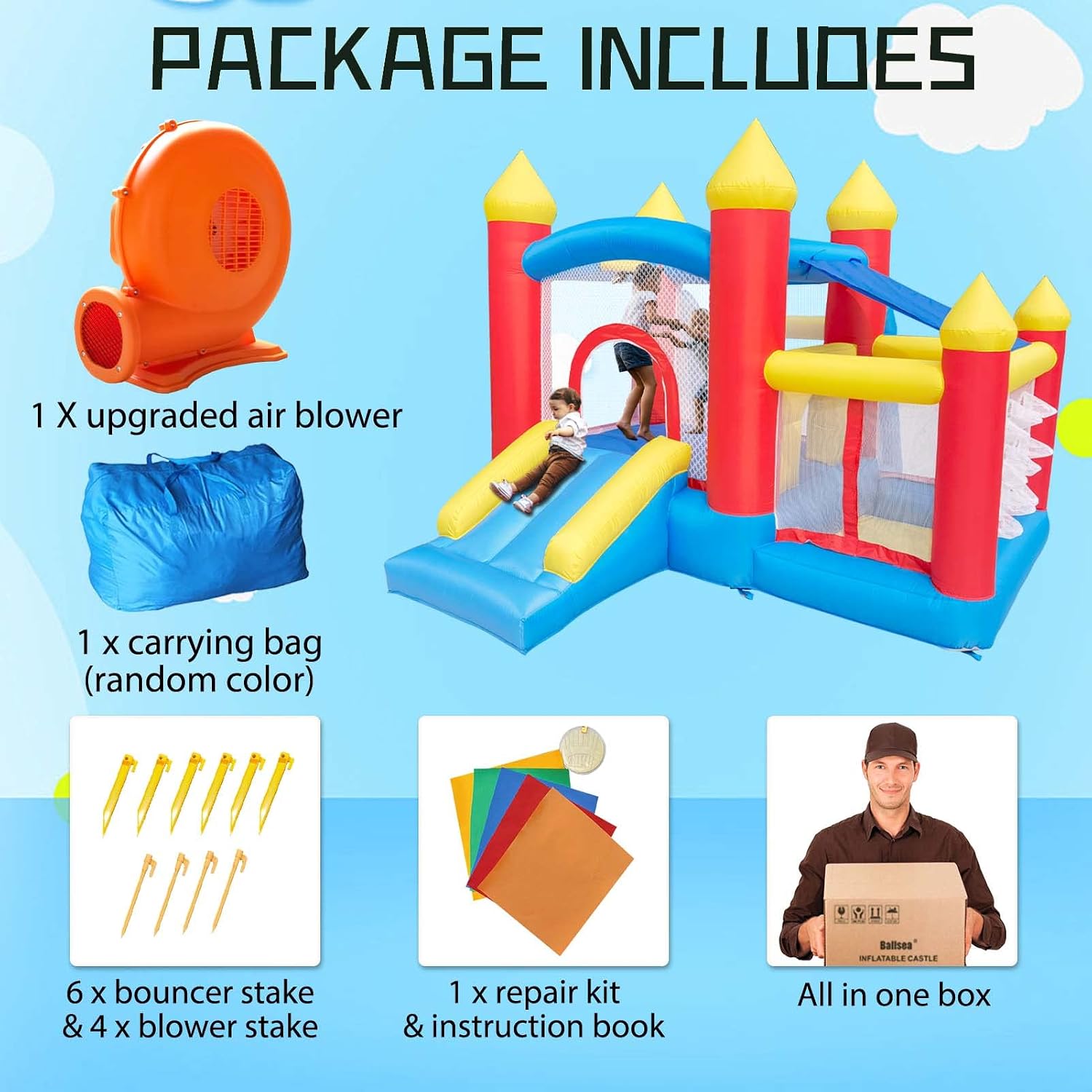 Thumbnail 6 de Ballsea Bouncy Castle with Fan for Children aged 3–8, Indoor 312 x 272 x 200 cm