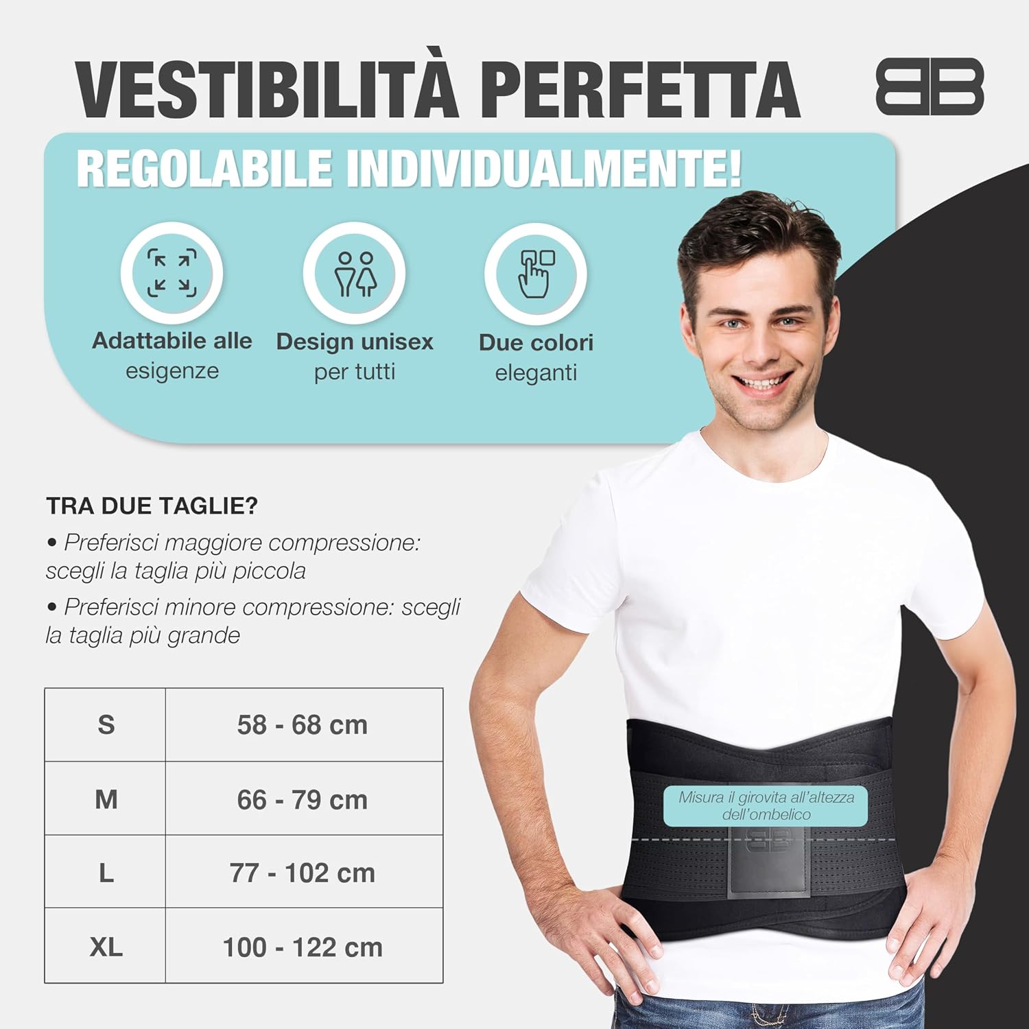 Detalle de BACK BODYGUARD fascia lombare con supporto per la schiena (corsetto lombare) per uomo e donna