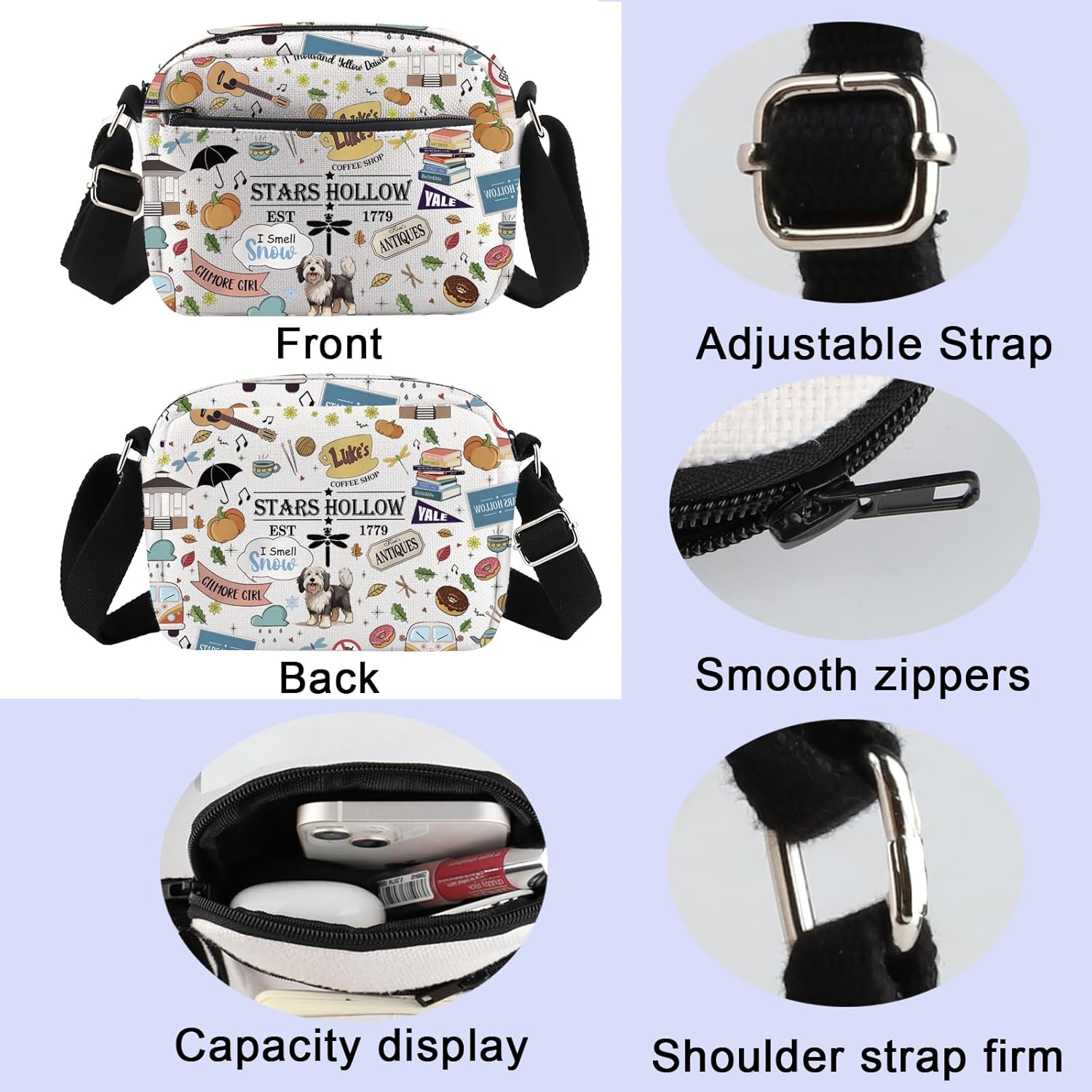 Thumbnail 5 de TSOTMO Stars Hollow Crossbody Bag – Lorelei & Rory Inspired Messenger, Lukes Diner Gift