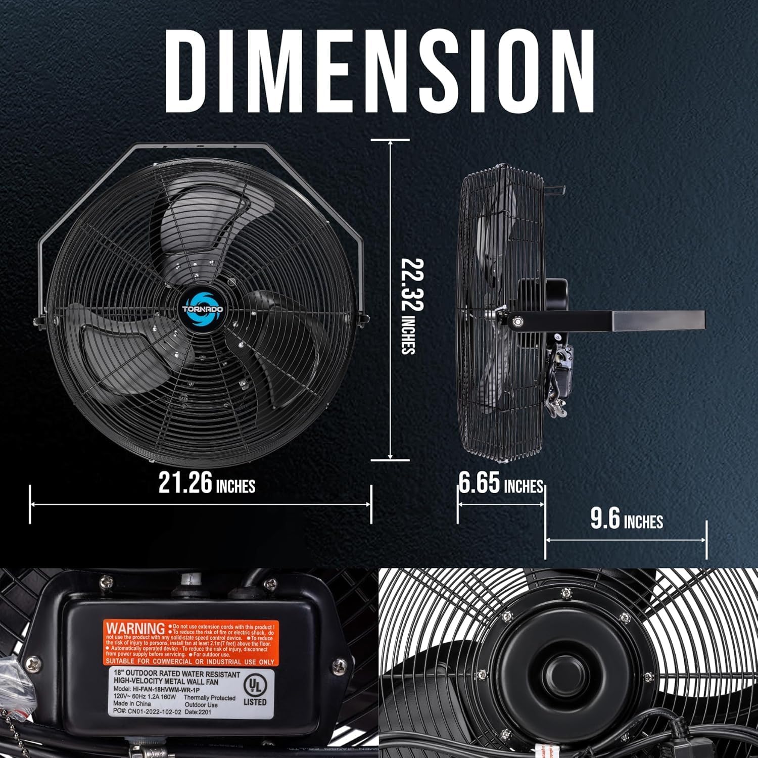Detalle 2 de Tornado 20-Inch Wall Fan