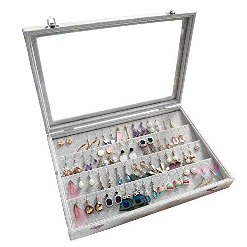 BIENSER Earrings Organiser: 40-Pair Glass-Lid Storage Box