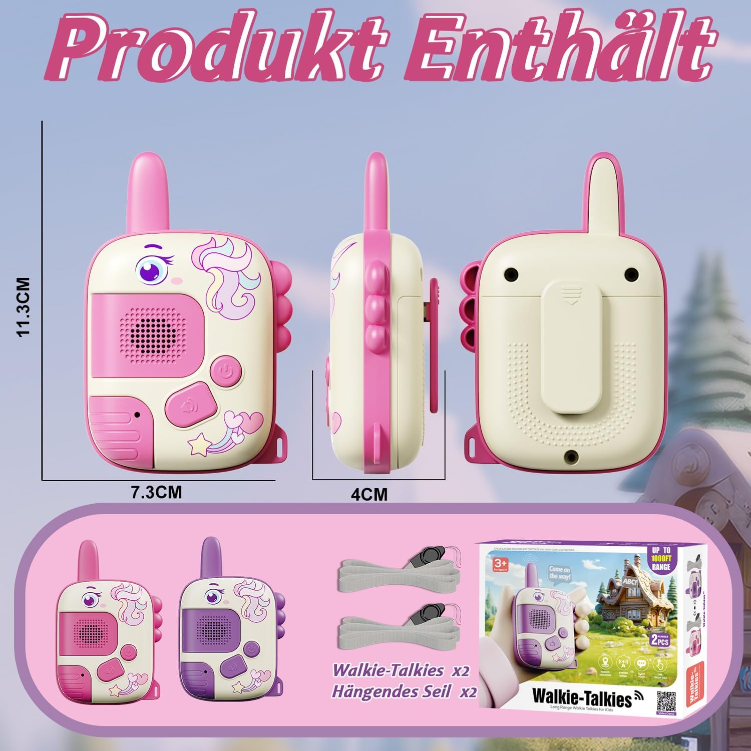 Detalle 1 de 2PCS Einhorn Walkie-Talkies Kinder für 3+