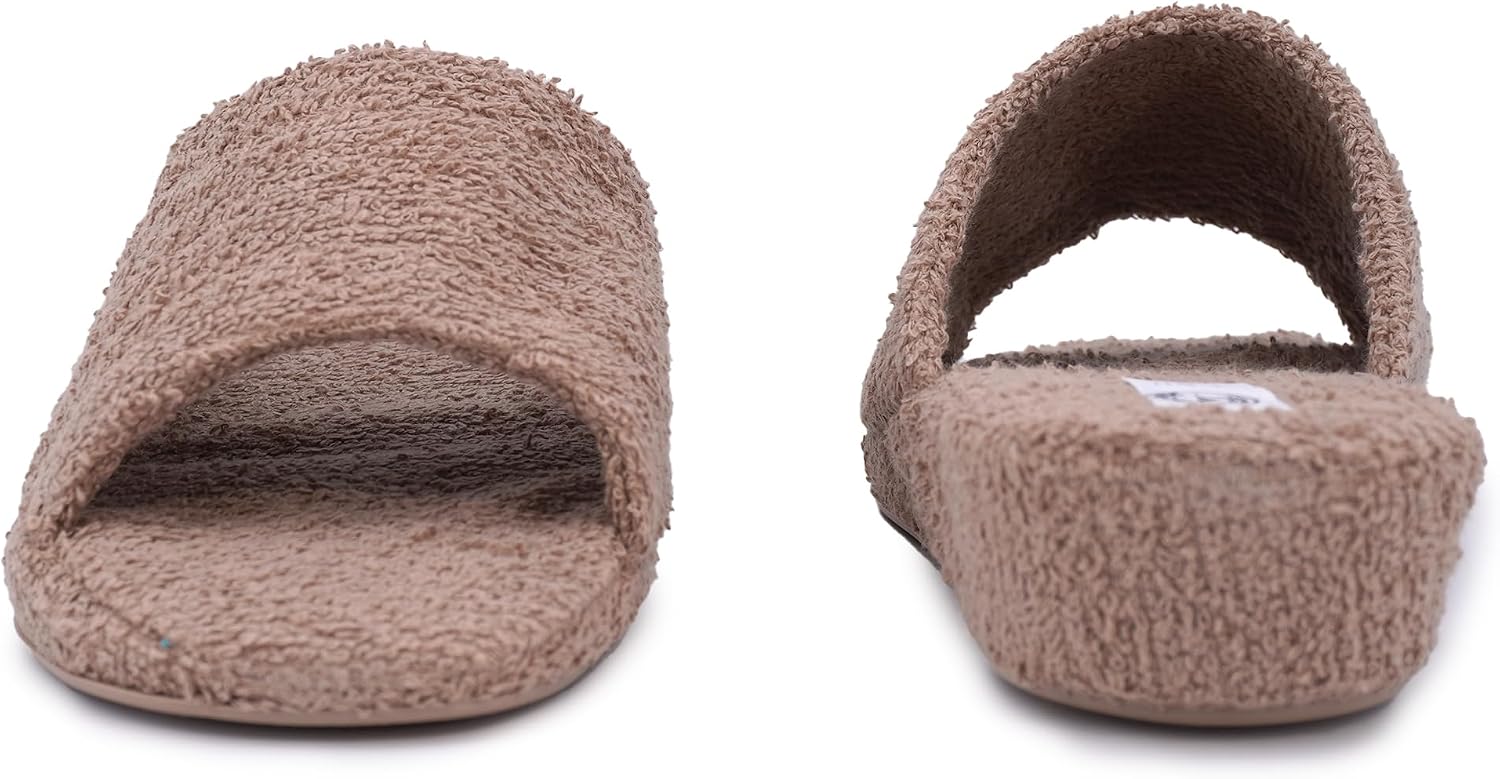 Detalle de JOMIX pantoffels met sleehak voor dames in badstof, met kurken tussenzool