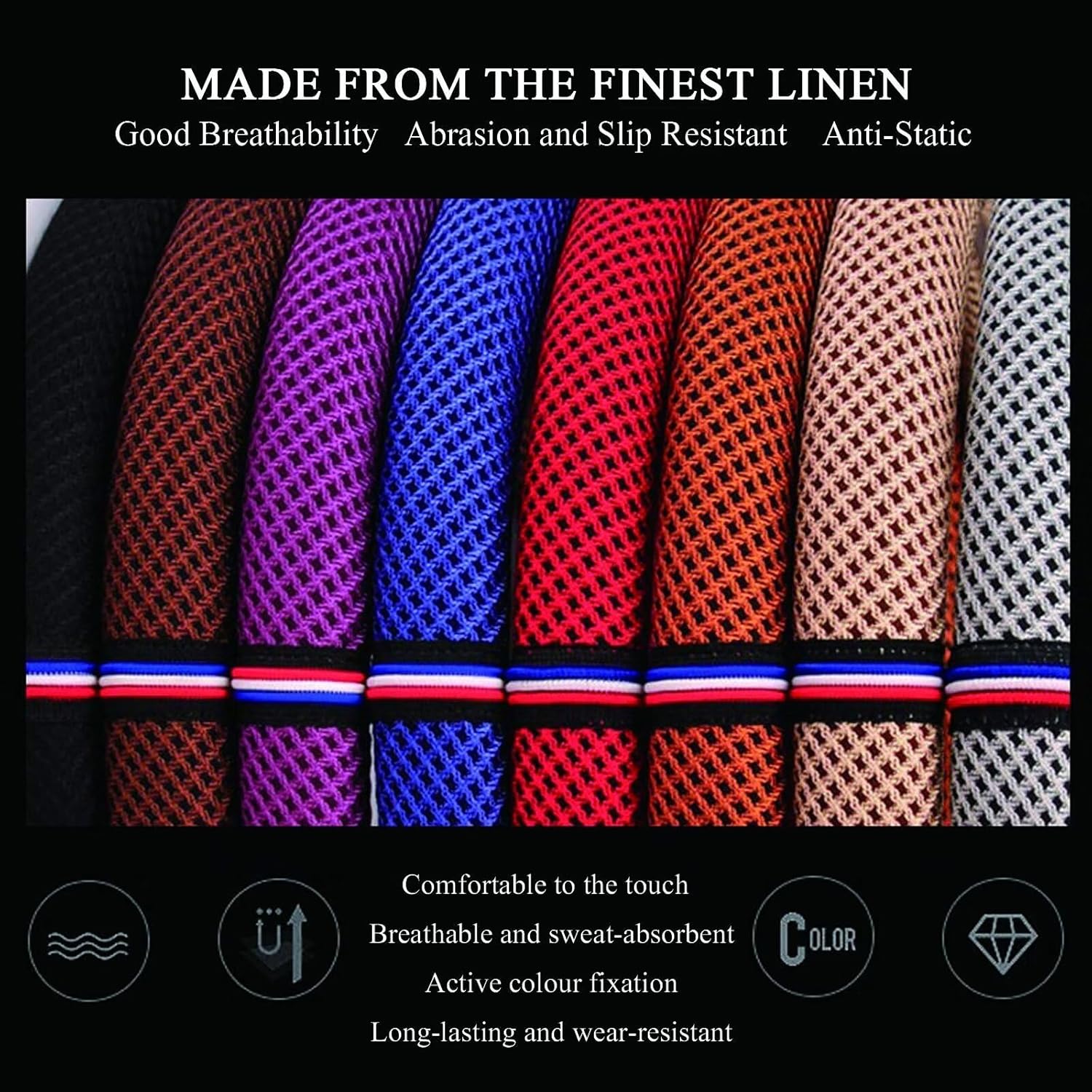 Thumbnail 5 de Pahajim PU Leather Steering Wheel Cover (Purple) – 38cm fit