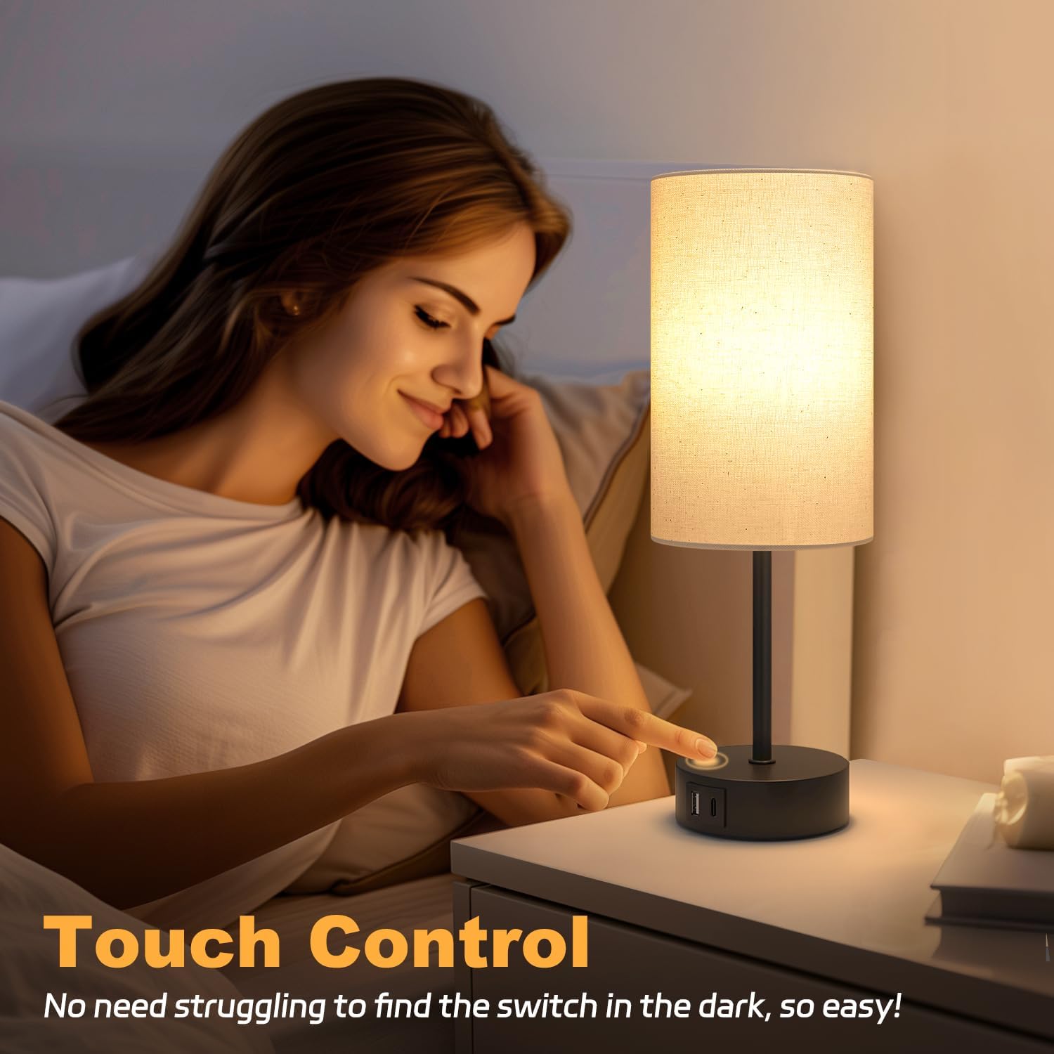 Thumbnail 2 de STANBOW Bedside Lamps Touch Control 13.8in