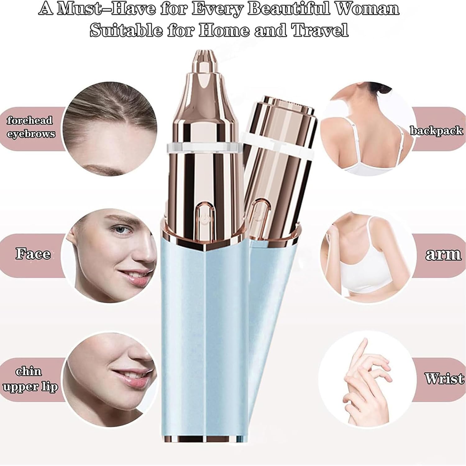 Detalle de Peach Fuzz Remover for Women – Mini USB Rechargeable Epilator & Trimmer for Face, Lips & Body