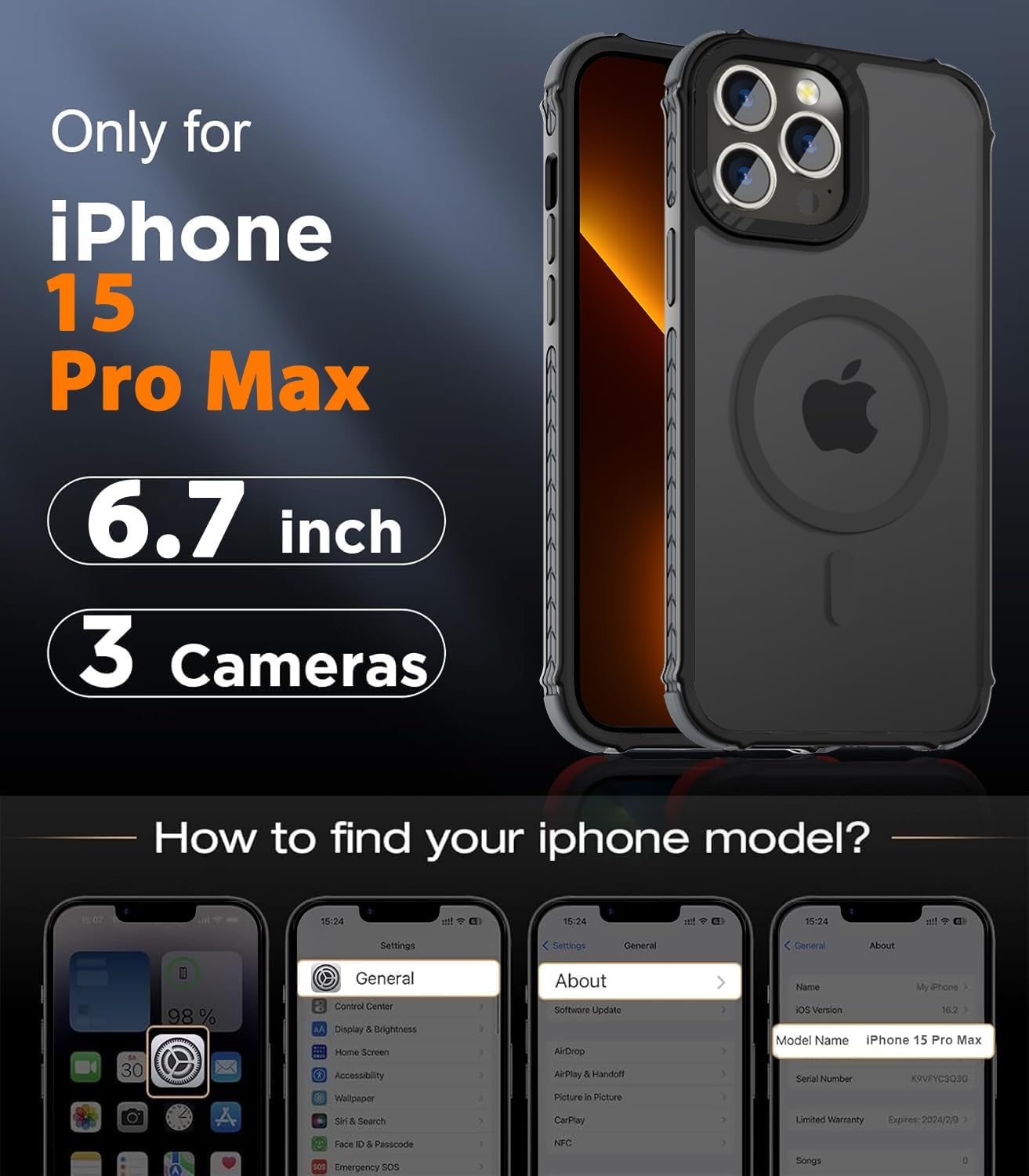 Thumbnail 1 de DEERLAMN Magnetic Case iPhone 15 Pro Max