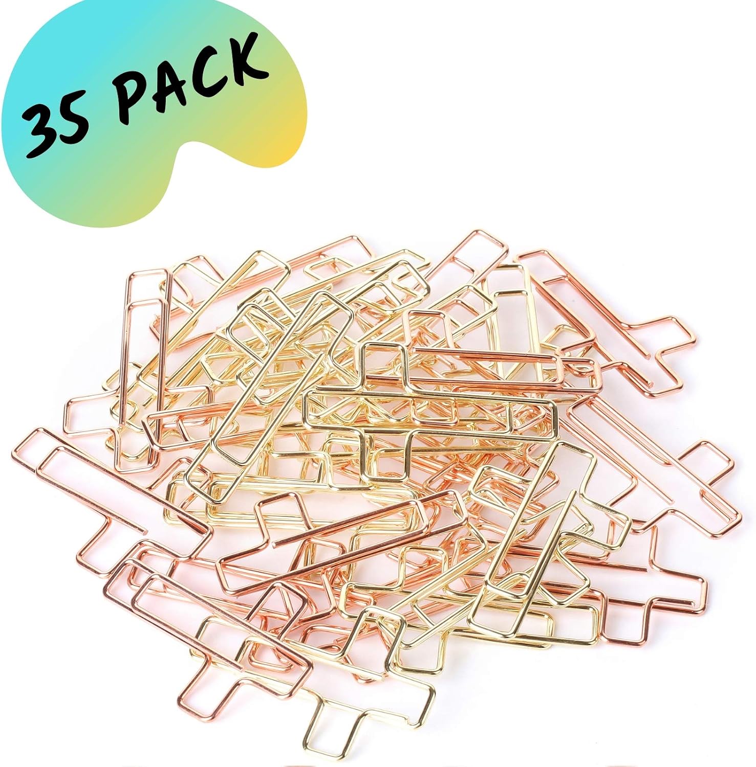 Detalle 2 de Mr. Pen Cross Paper Clips, 35-Pack Stainless Steel in Gold and Rose Gold