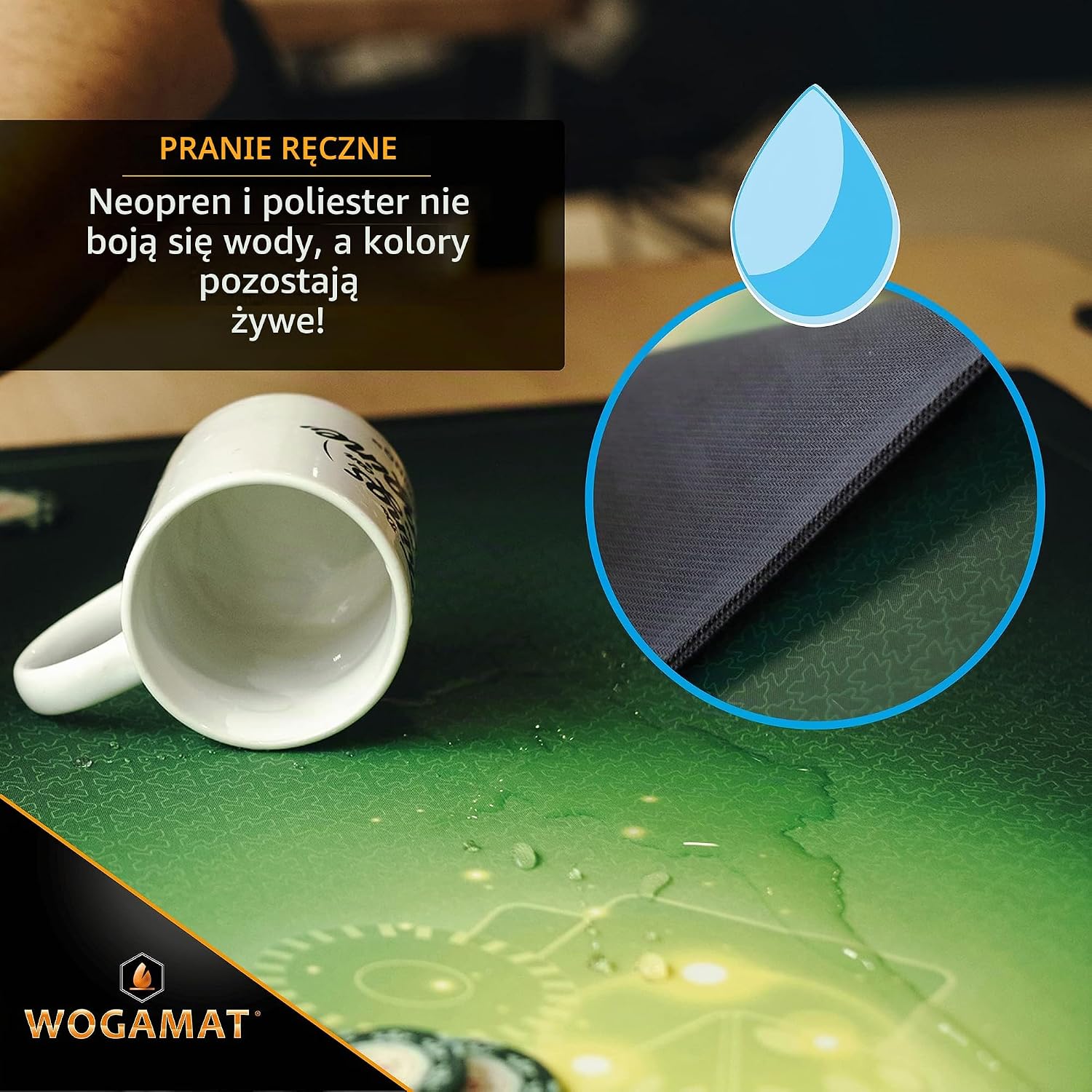 Detalle 1 de WOGAMAT szmaragdowa mata do gier 60 × 100 cm, neopren 3 mm