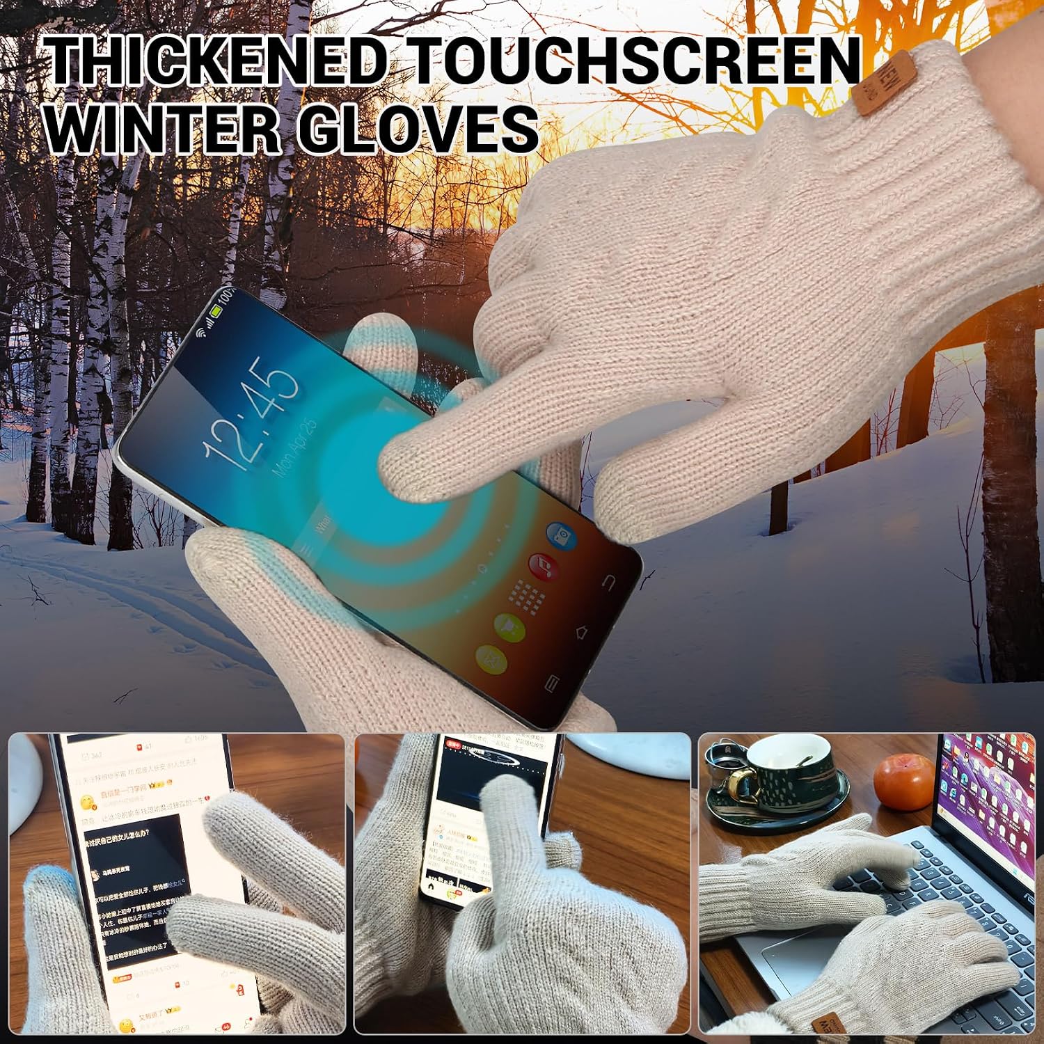 Thumbnail 4 de ytorgr Winter Thermal Gloves Touchscreen for Women