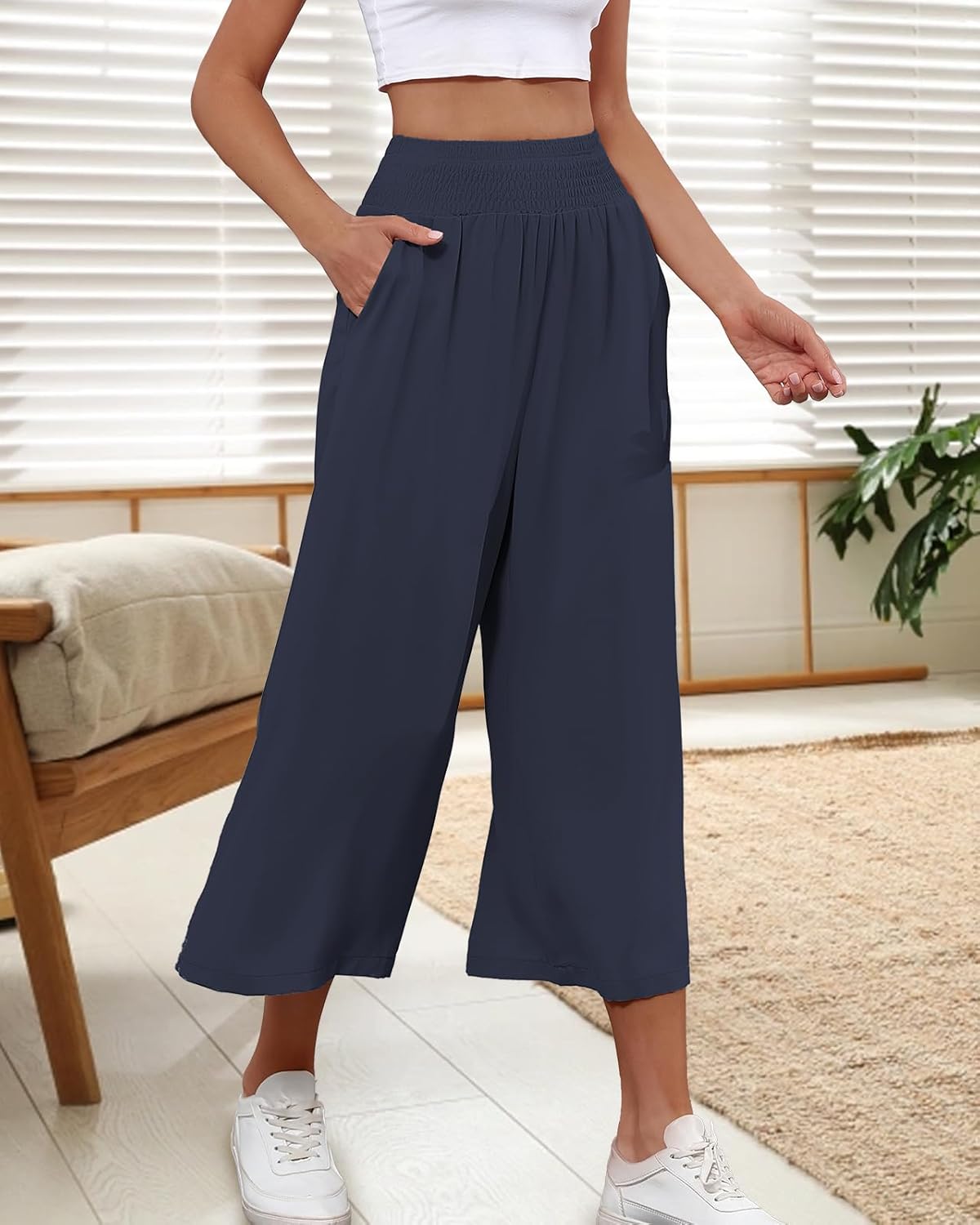 Thumbnail 2 de HMIYA Damen 3/4 Culotte Hose – Leicht, Weites Bein, Sommerkomfort