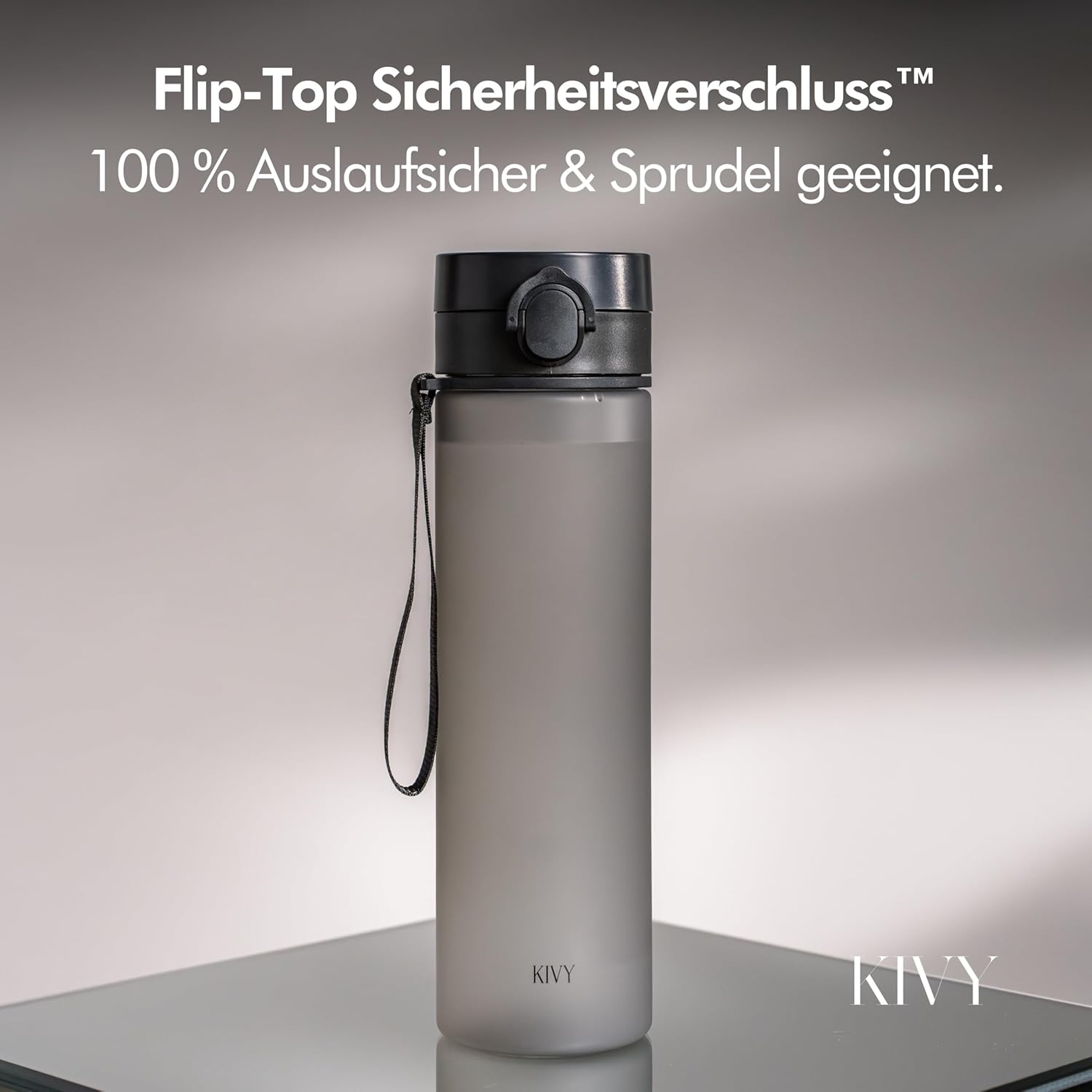 Thumbnail 2 de KIVY Tritan Trinkflasche 1 l – auslaufsicher, kohlensäuregeeignet, BPA-frei für Sport, Schule & Büro