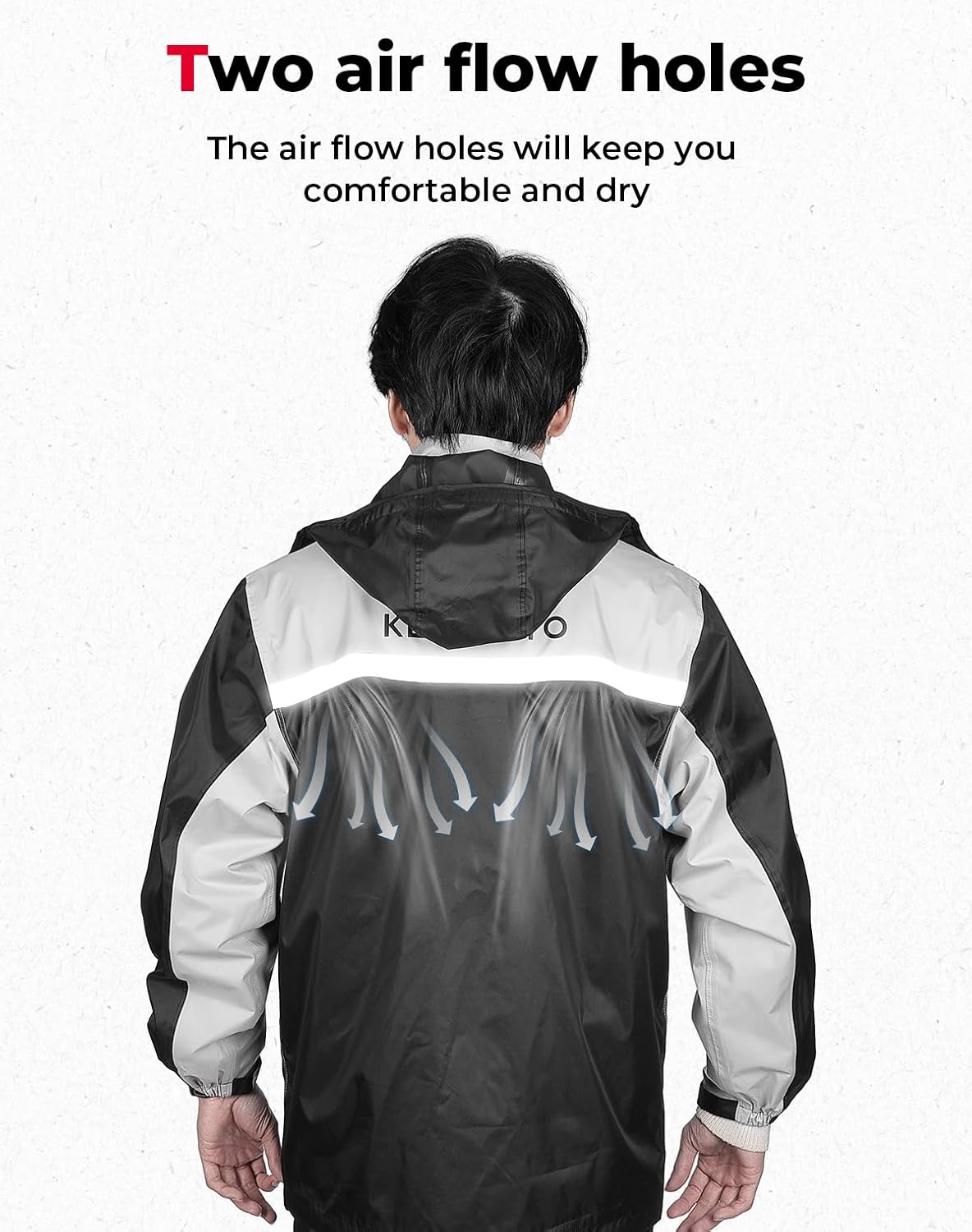 Detalle de KEMIMOTO Rain Suit for Men: 2-Piece Waterproof Motorcycle Rain Gear (Black, Size L)