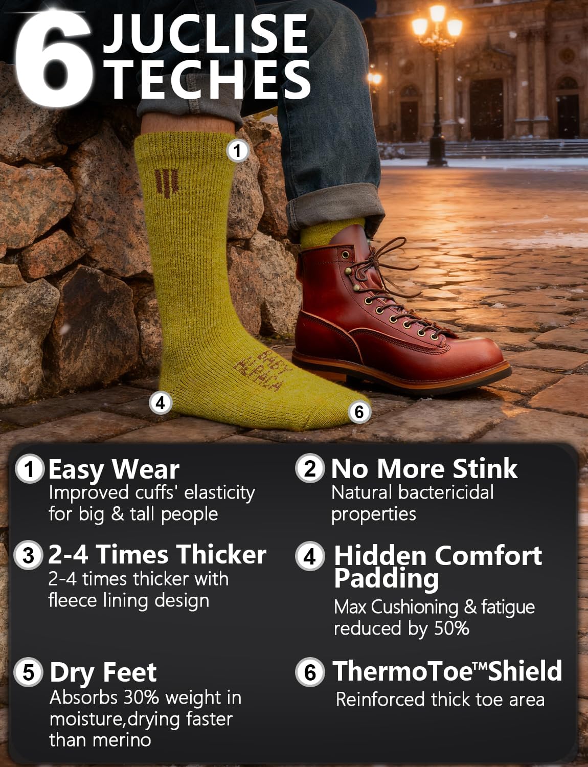Detalle 2 de Juclise Baby Alpaca Boot Socks, Heavyweight Thermal Cushioning for Winter