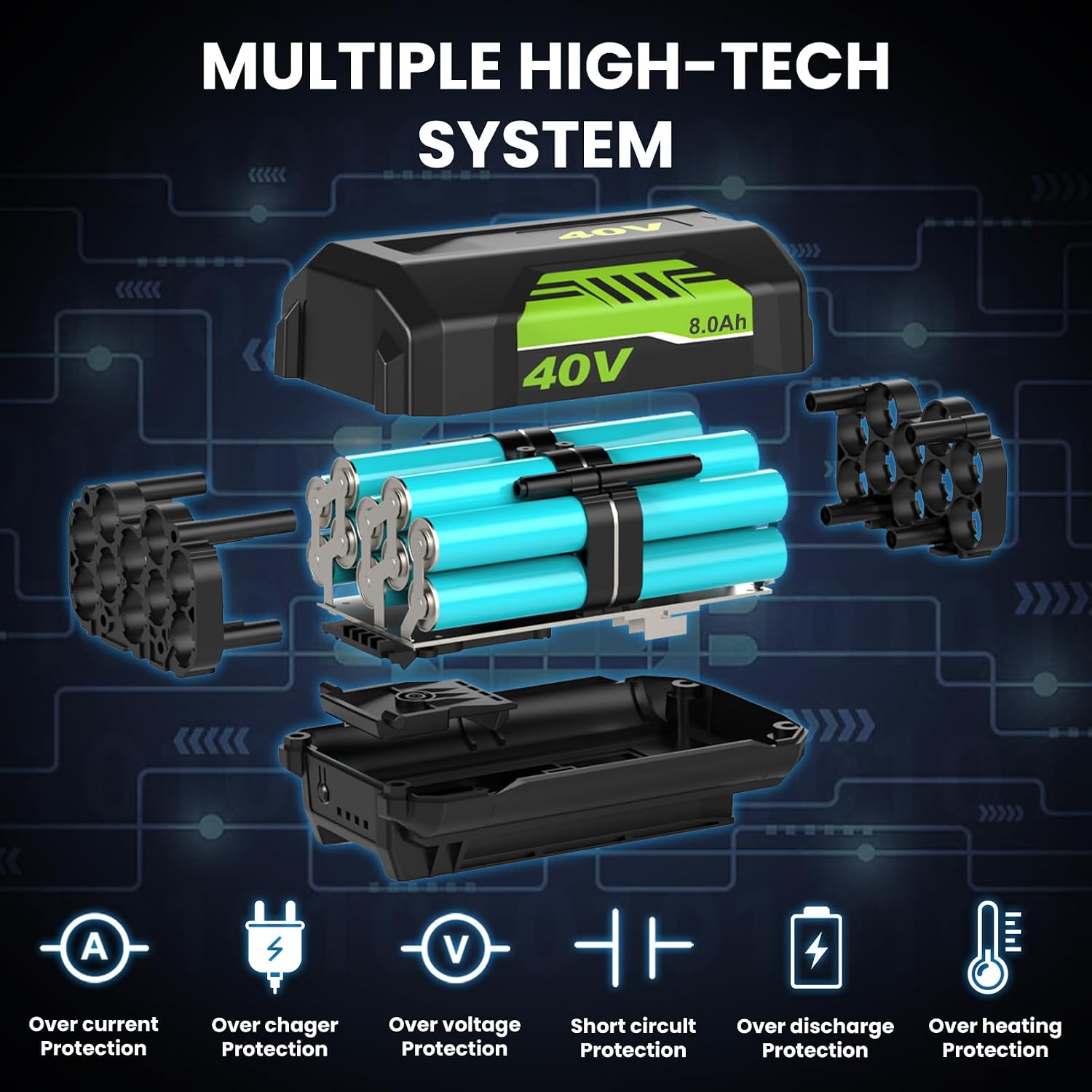Detalle 1 de Replacement battery pack, 8.0Ah