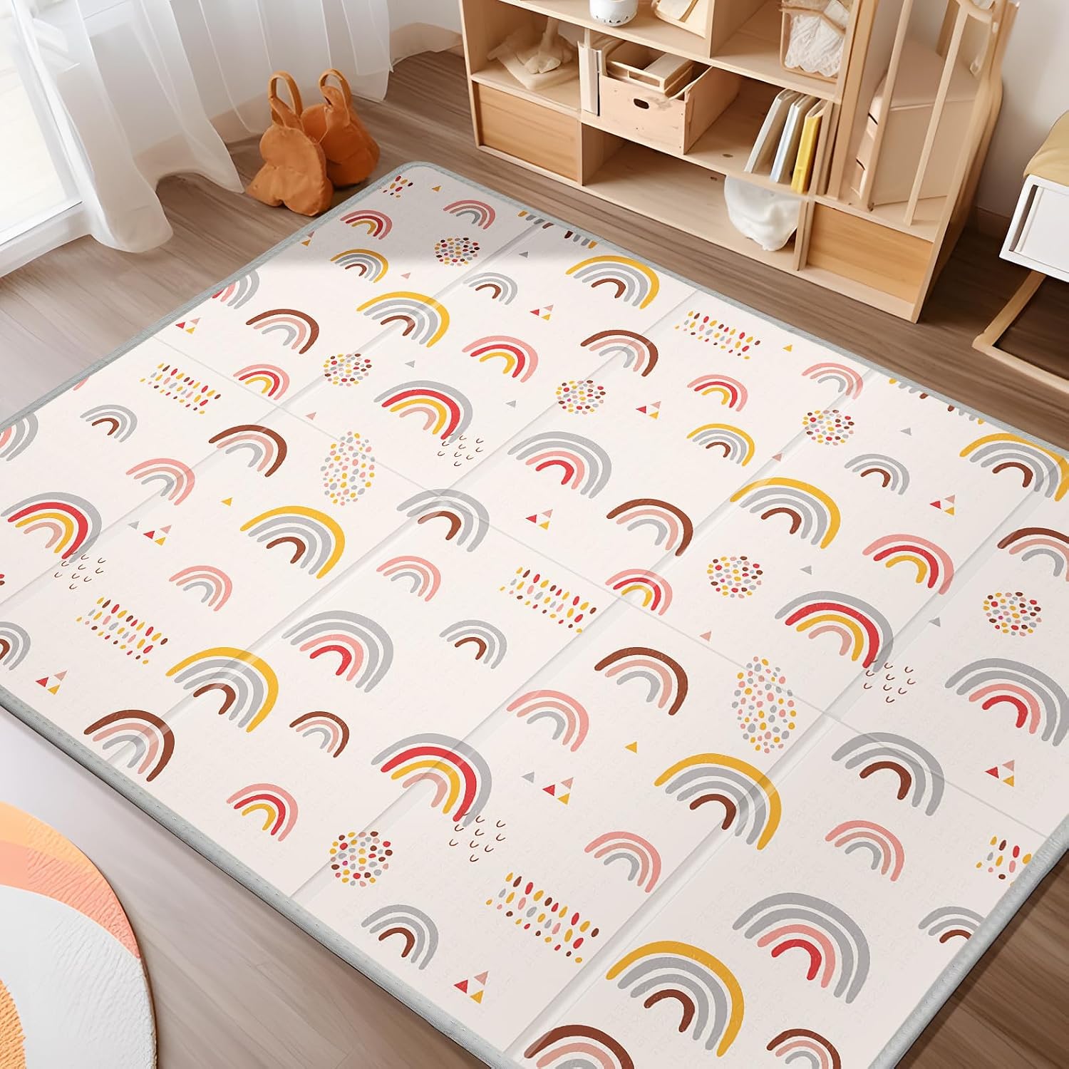 Detalle de PIGLOG Extra-Large Baby Play Mat, 79" x 71", Reversible XPE Foam