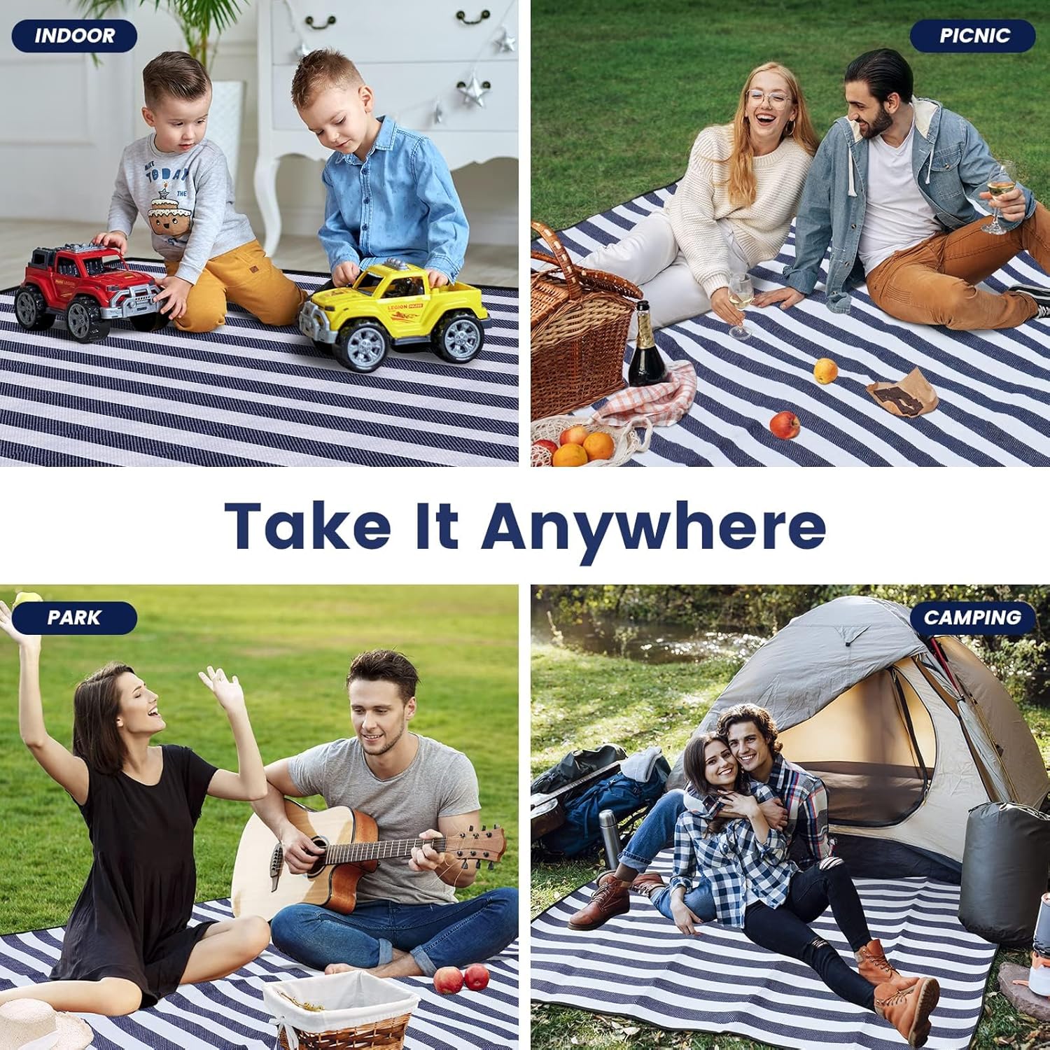 Thumbnail 3 de Sapsisel Picnic Blanket Waterproof Extra Large 80×80 Inches – Foldable Beach Mat for Outdoor Use