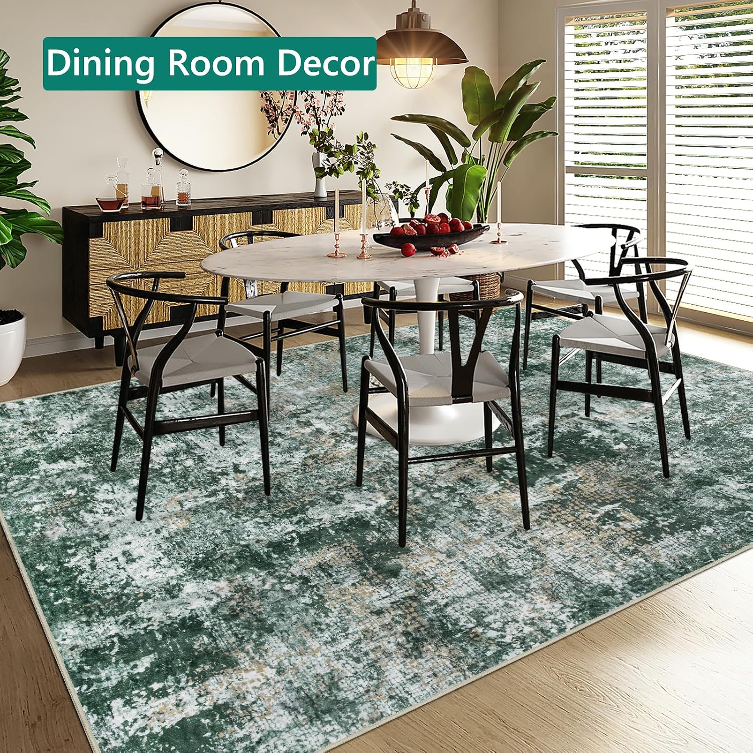 Thumbnail 4 de Capslpad Green Abstract Area Rug 160x230cm