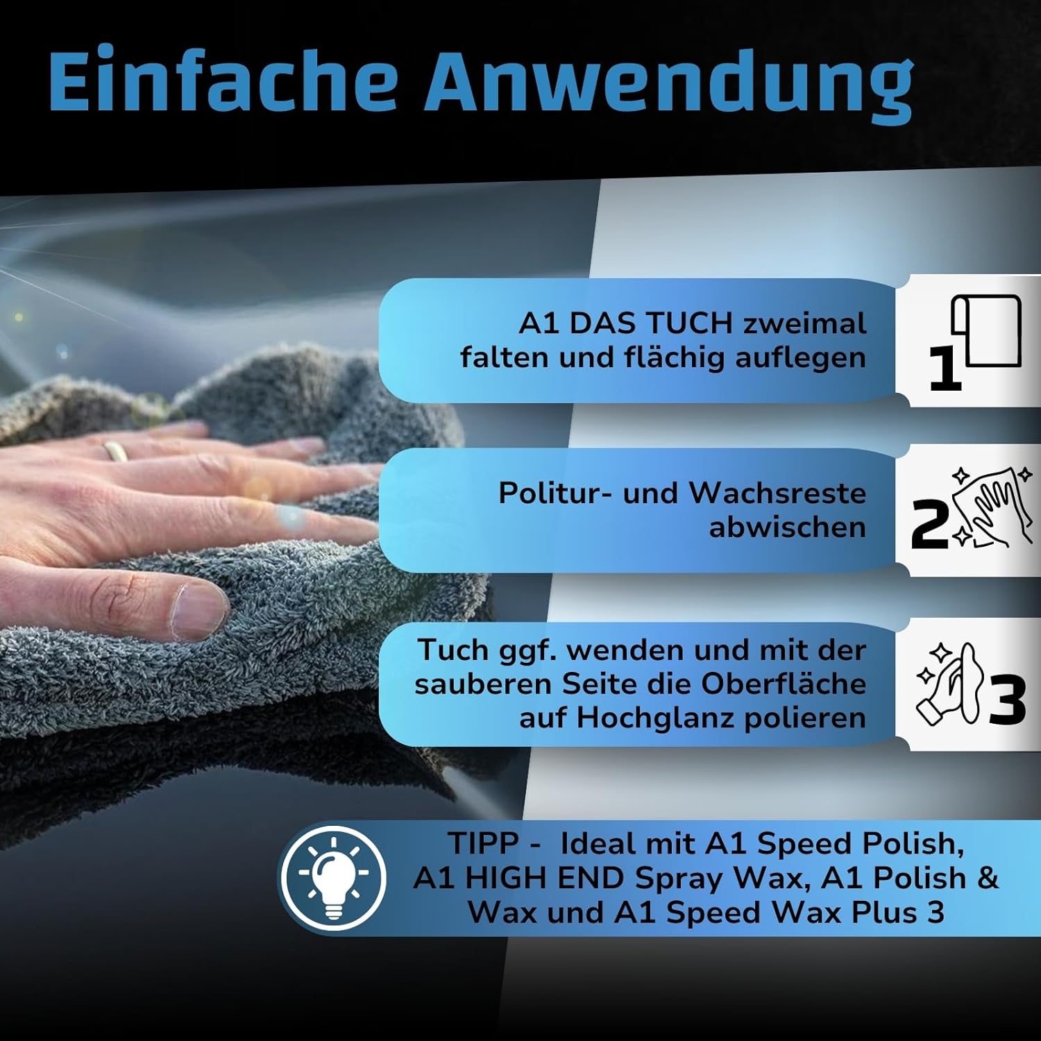 Thumbnail 2 de Dr. Wack DAS Tuch Mikrofasertuch 40 × 40 cm – sanft, saugstark und kratzfrei