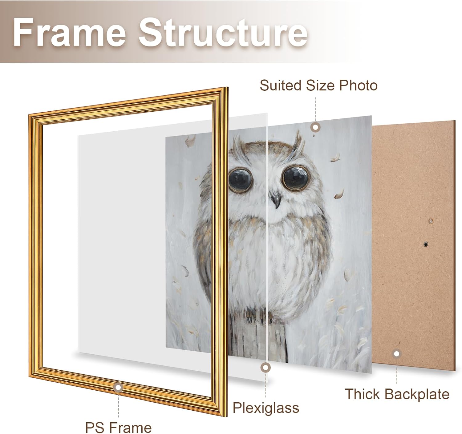 Detalle de GULETHUN 24x24 Gold Picture Frame, Square Polystyrene with Plexiglass Front