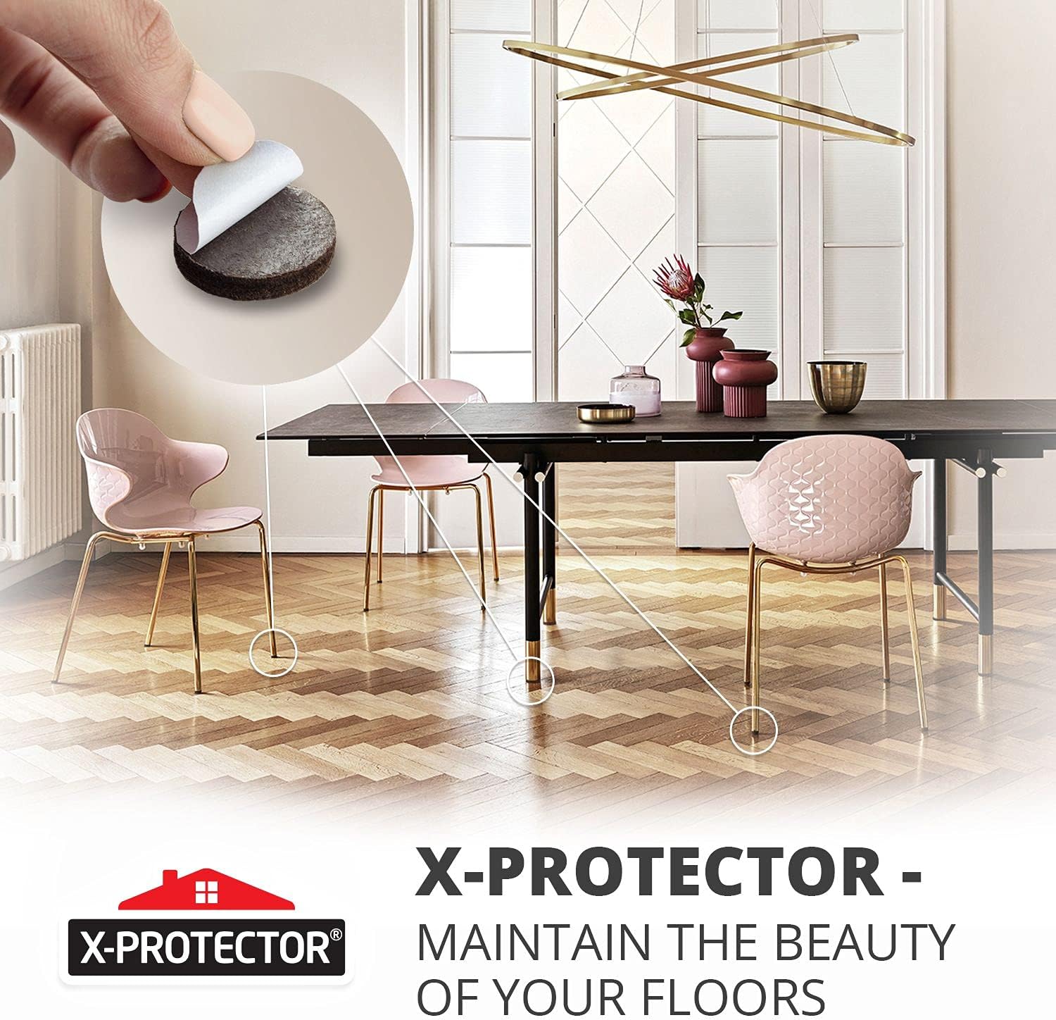Detalle 2 de X-Protector 357-Piece Brown Felt Furniture Pads, Self-Adhesive Assortment