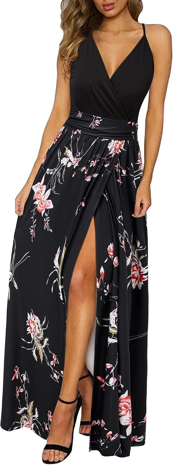 Detalle de Newshows Sommerkleid Maxikleid V-Ausschnitt