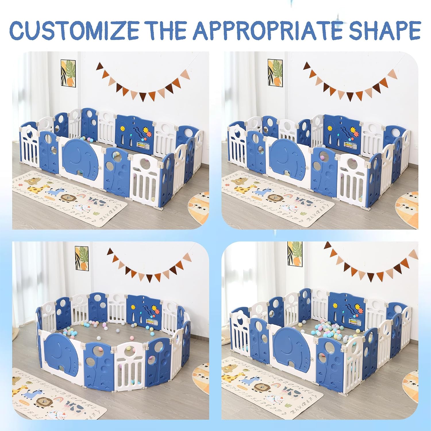 Detalle de HAPPYMATY 18-Panel Foldable Baby Playpen with Sensory Activity Panel