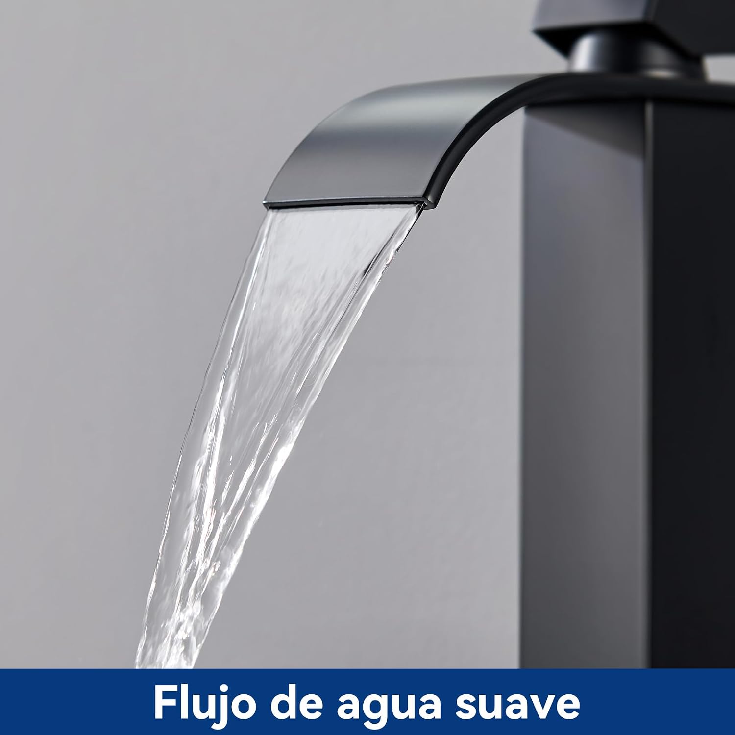 Detalle de CECIPA Alto Rubinetto Bagno Lavabo Nero a Cascata – Altezza beccuccio 245 mm, ottone e acciaio inox