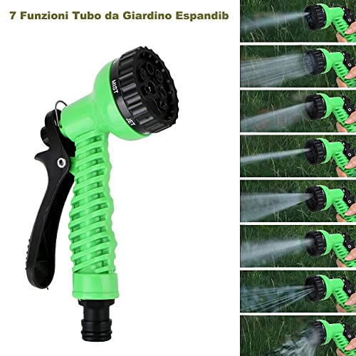 Thumbnail 1 de Tubo da Giardino Estensibile XIBALOM 15 m (50 ft) con Pistola Spruzzo 7 Funzioni e Adattatori Universali 1/2" e 3/4
