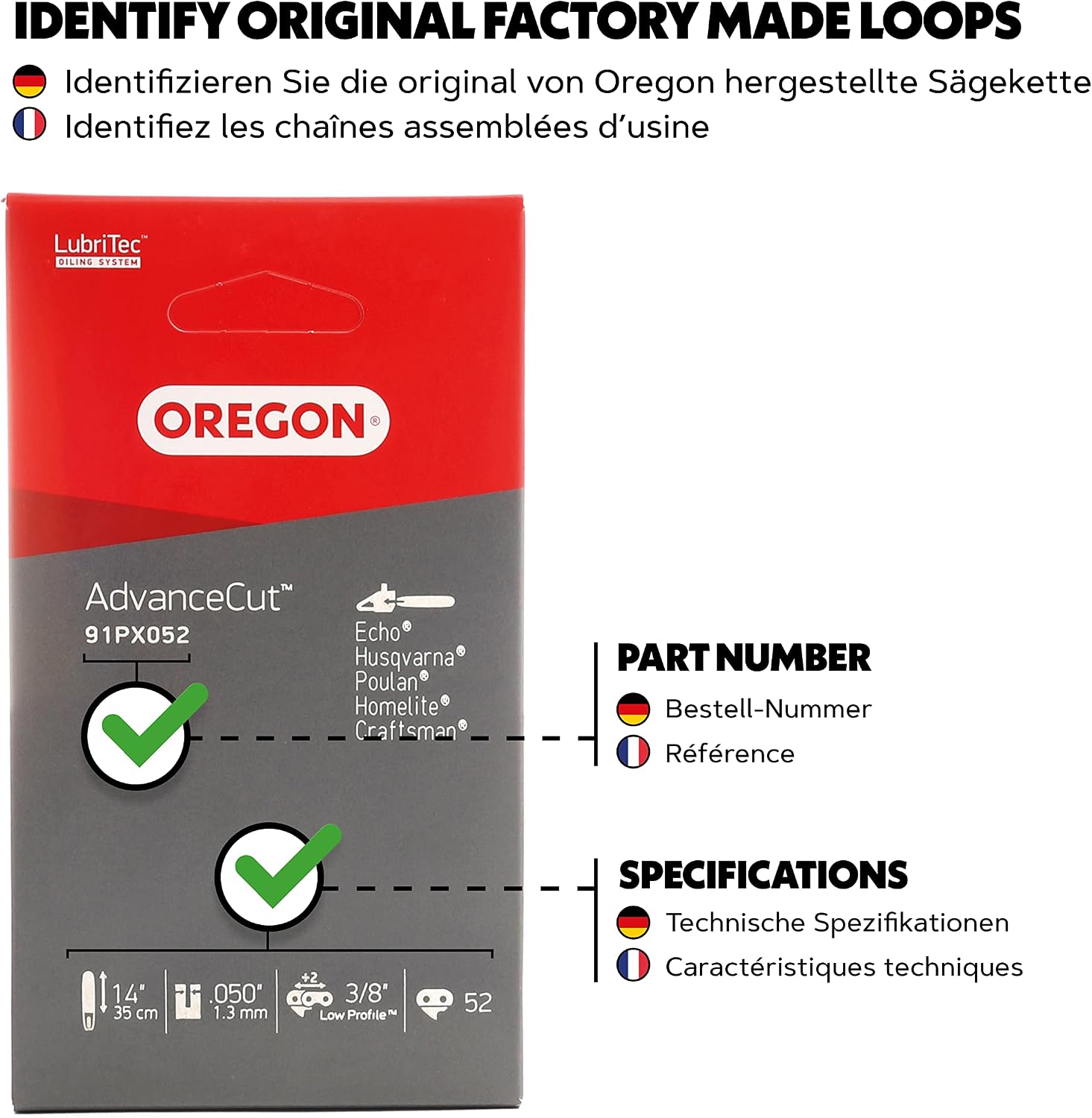 Thumbnail 3 de Oregon AdvanceCut 91PX052E 52‑link saw chain for 14" chainsaw