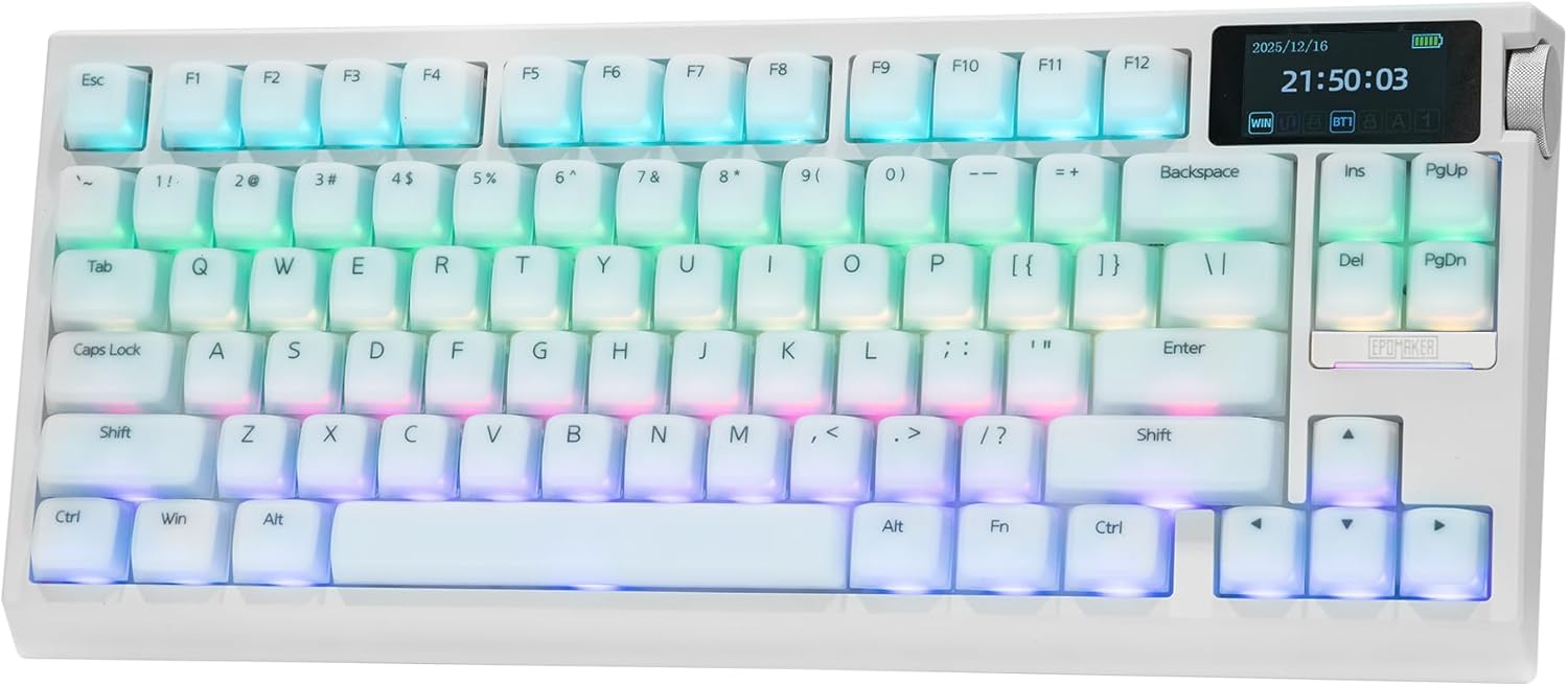 Detalle de EPOMAKER G84 PRO Wireless Keyboard with Screen & Knob (Creamy Jade Switch)