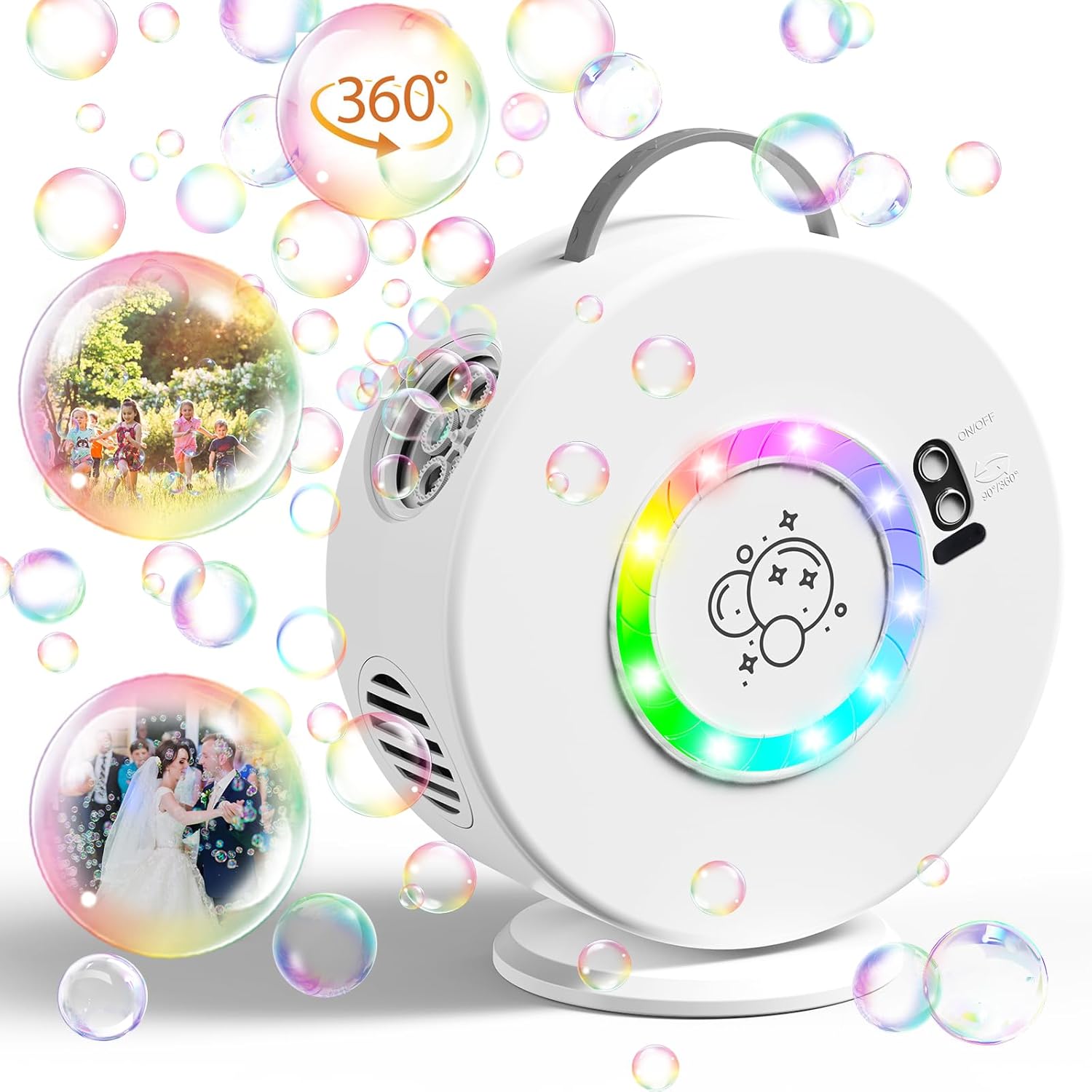 Thumbnail 6 de Automatic Bubble Blower for Kids (Rechargeable, 90°/360°) – White