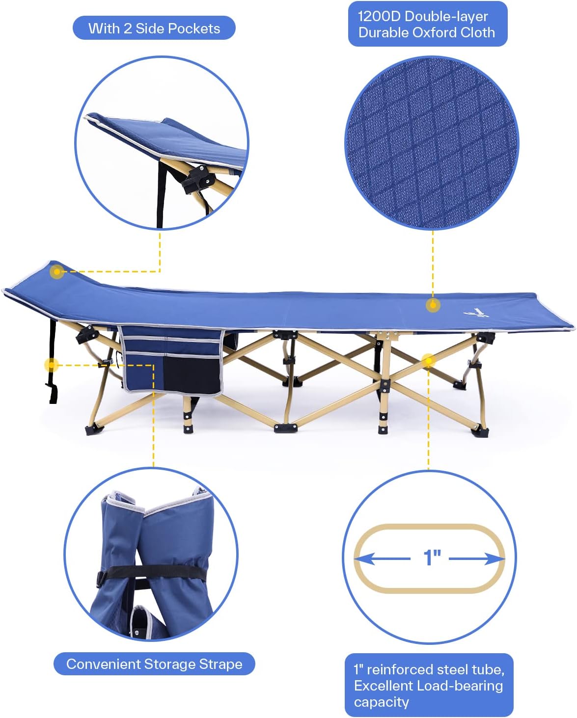 Thumbnail 3 de Sportneer Camp Beds for Adults with 1.5" Thick Mattress – Extra Wide Camping Bed (450lbs capacity)