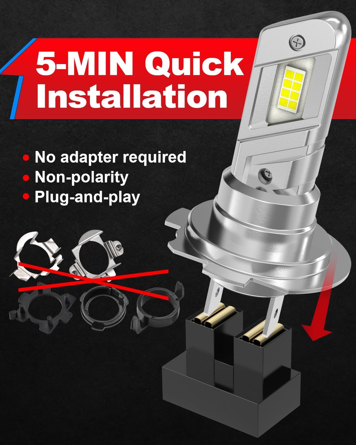 Detalle de OUSHI Lampadine H7 LED 600% Luminosità 6500K Xenon Bianco 100W 30000LM - Plug and Play (2 pezzi)