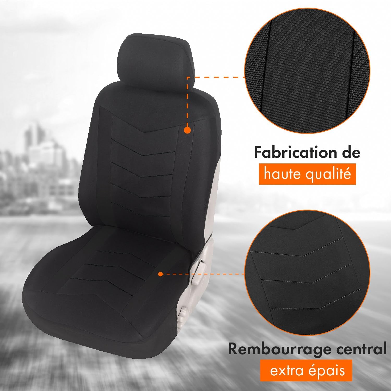 Detalle de Upgrade4cars Housse de Siege Voiture Universelle Noire – Ensemble complet pour avant et arrière