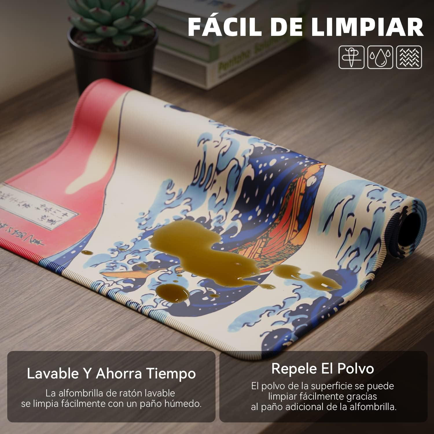 Detalle de EFISH Japan Art Kanagawa Surfing Mouse Pad (31.5 × 11.8 inches) XL