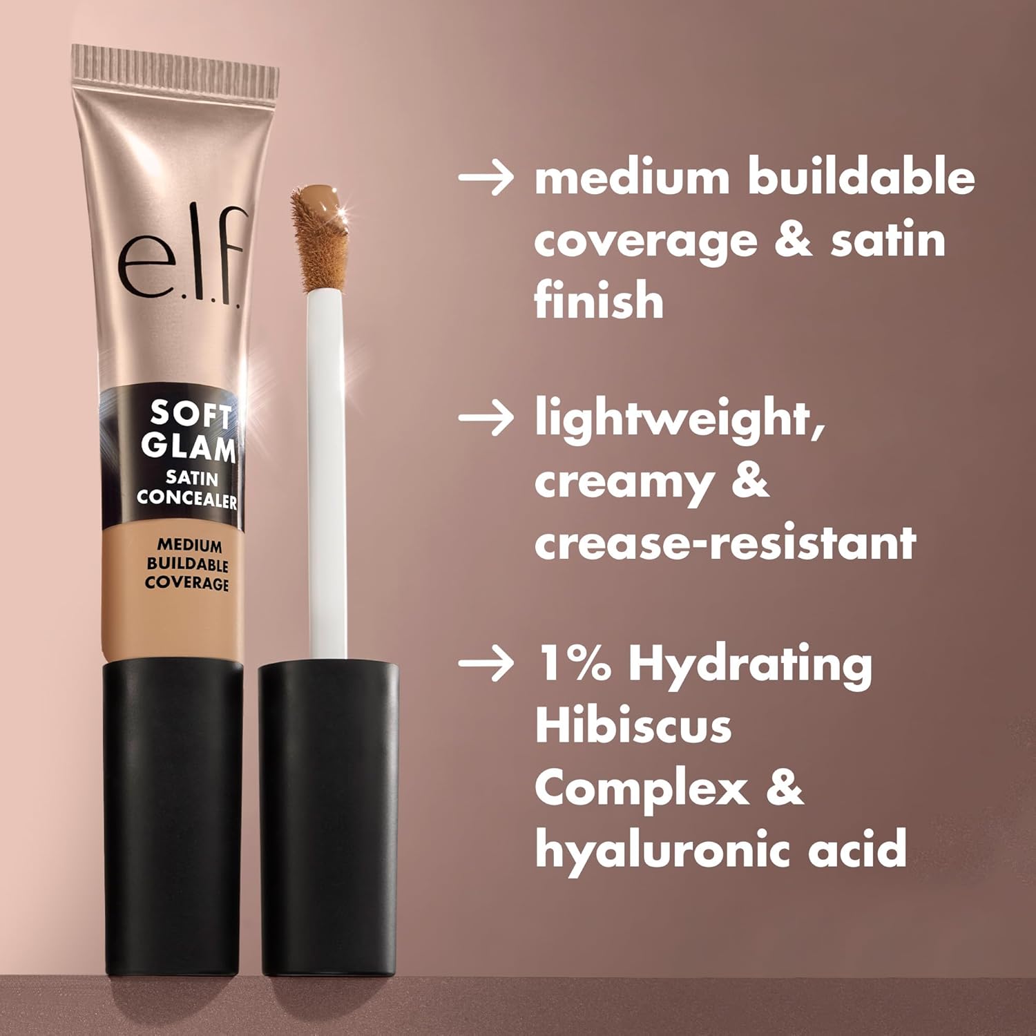Detalle de e.l.f. Soft Glam Satin Concealer - mittlere Deckkraft, vegan, langanhaltend